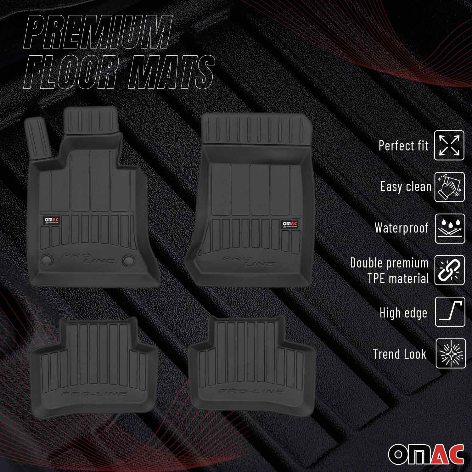 OMAC Gummi Fußmatten für Mercedes GLK Klasse X204 2008-15 Premium TPE Schwarz 4x - Image 2