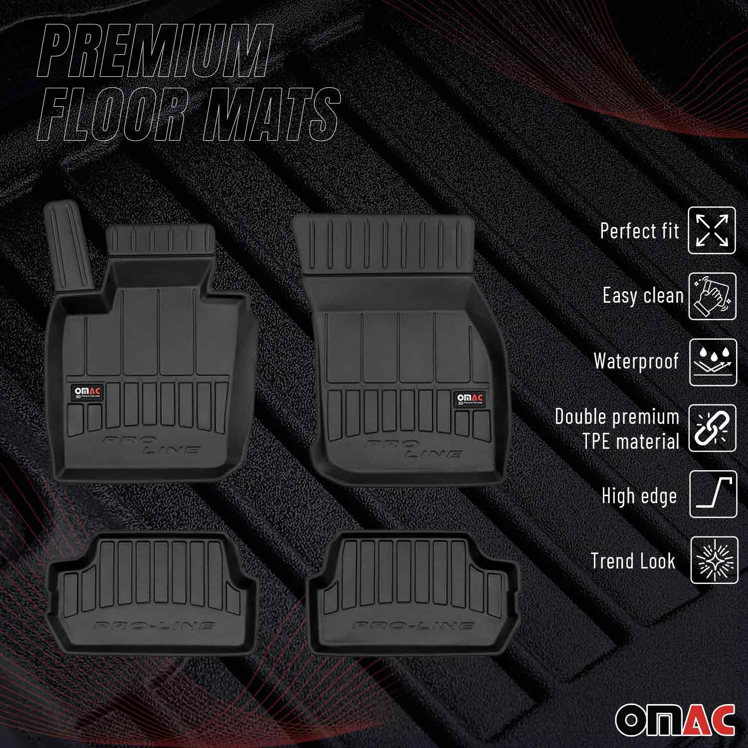 OMAC Gummi Fußmatten für Mini Cooper F55 F56 F57 2014-24 Premium TPE Schwarz 4x - Image 2