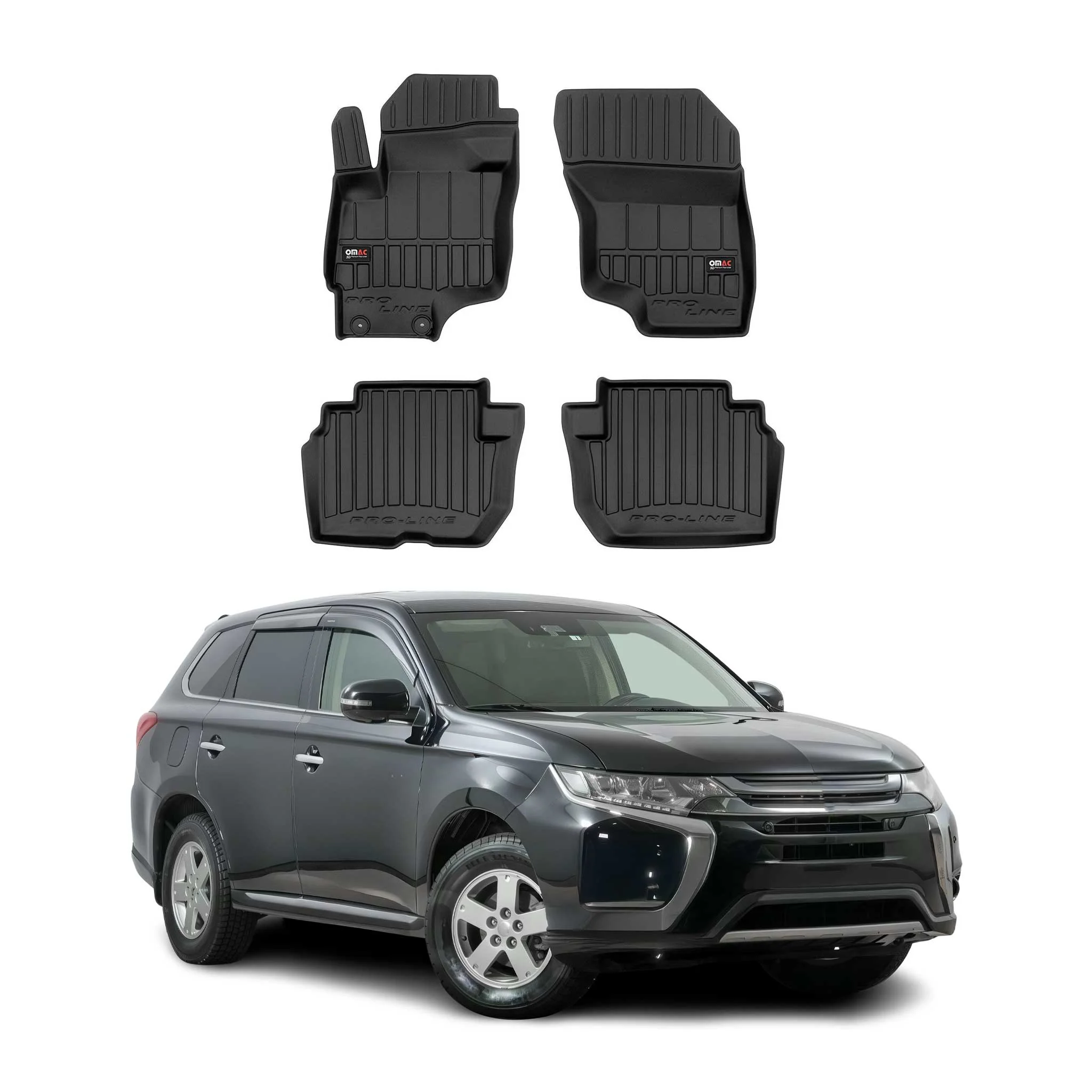 OMAC Gummi Fußmatten für Mitsubishi Outlander PHEV 2013-2021 Premium TPE 4x