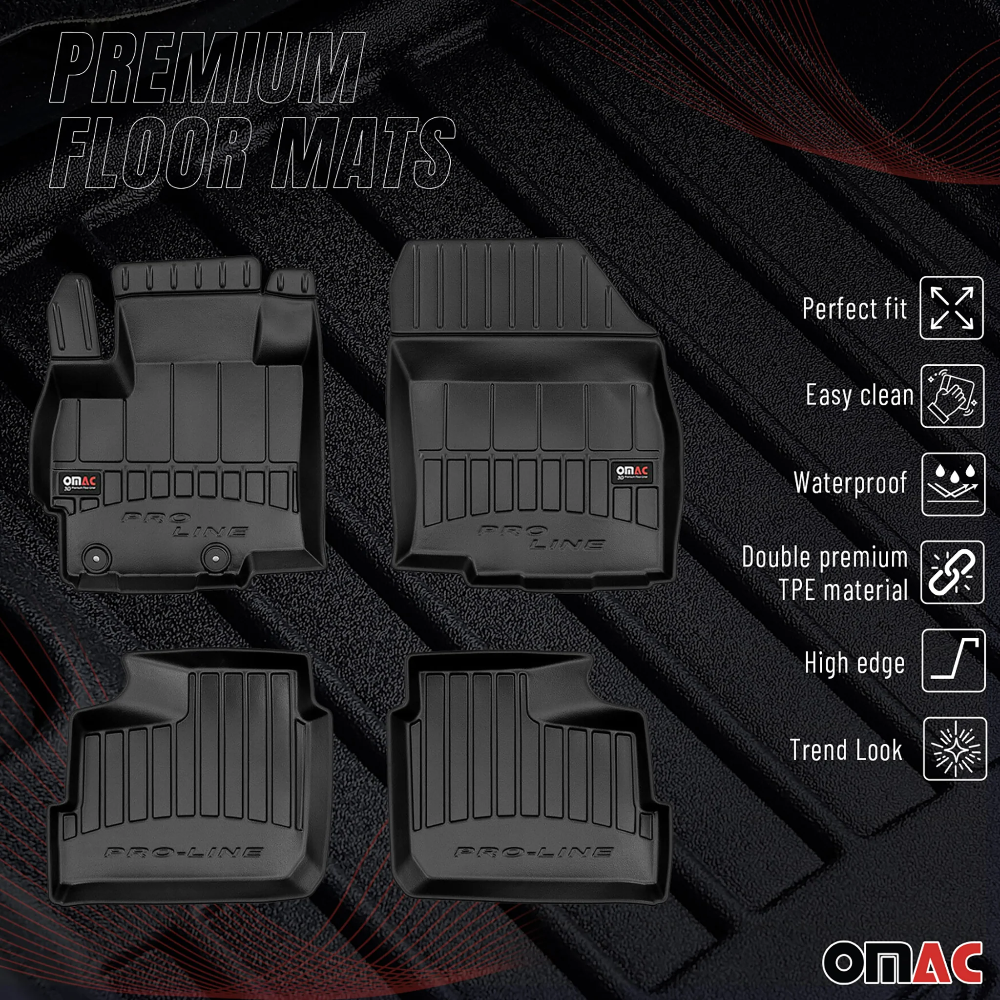 OMAC Gummi Fußmatten für Mitsubishi Space Star 2012-2026 Premium TPE Schwarz 4x - Image 2