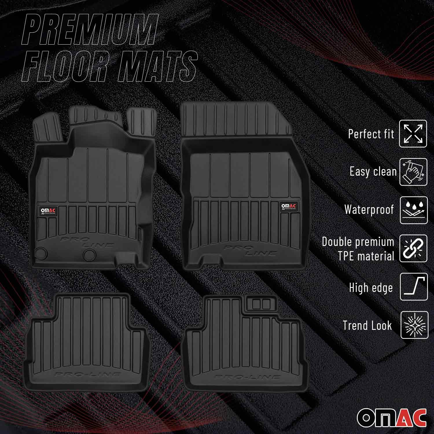OMAC Gummi Fußmatten für Nissan Qashqai J11 2014-2021 Premium Gummi Schwarz 4tlg - Image 2