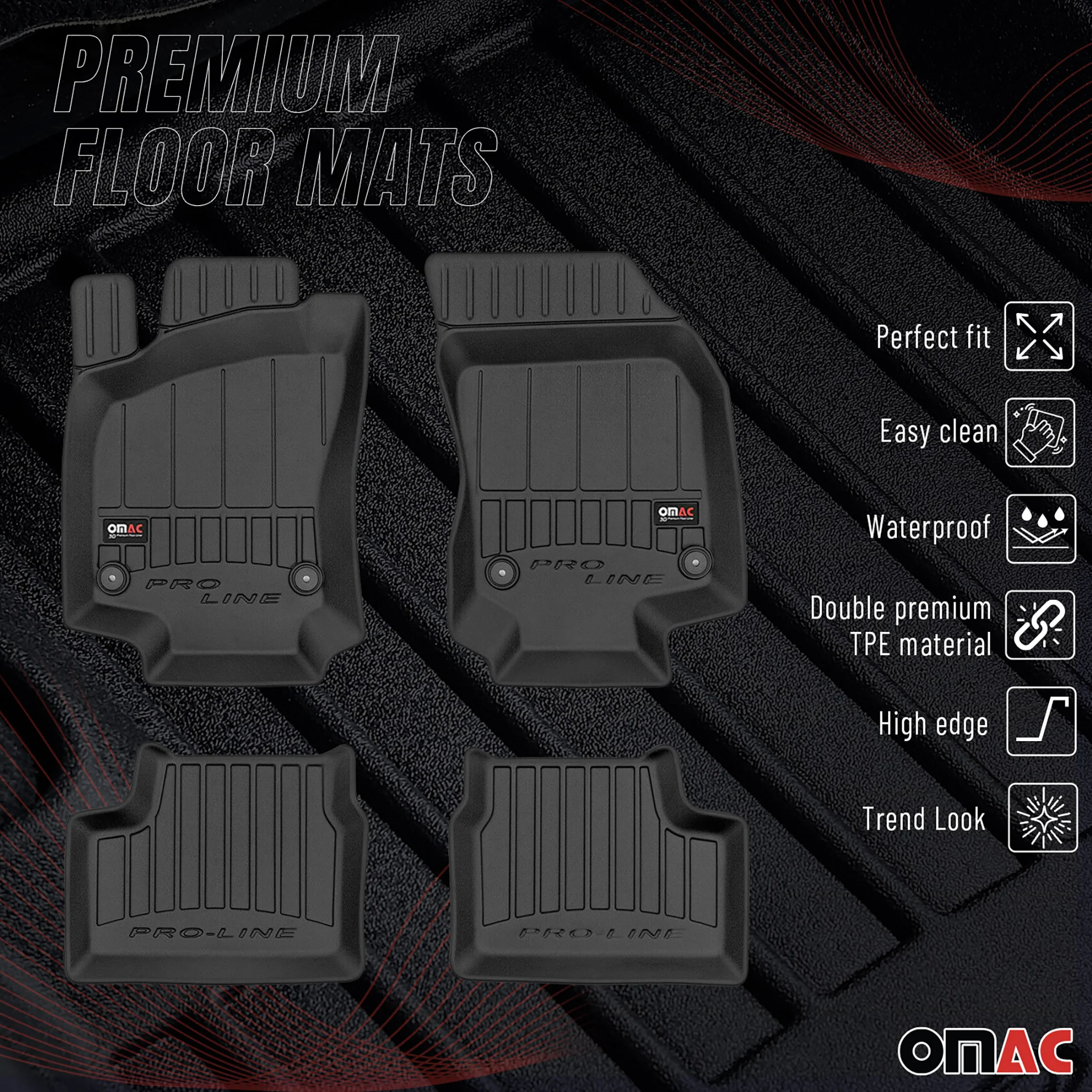 OMAC Gummi Fußmatten für Opel Astra H 2004-2014 Premium TPE Automatten 4tlg - Image 2