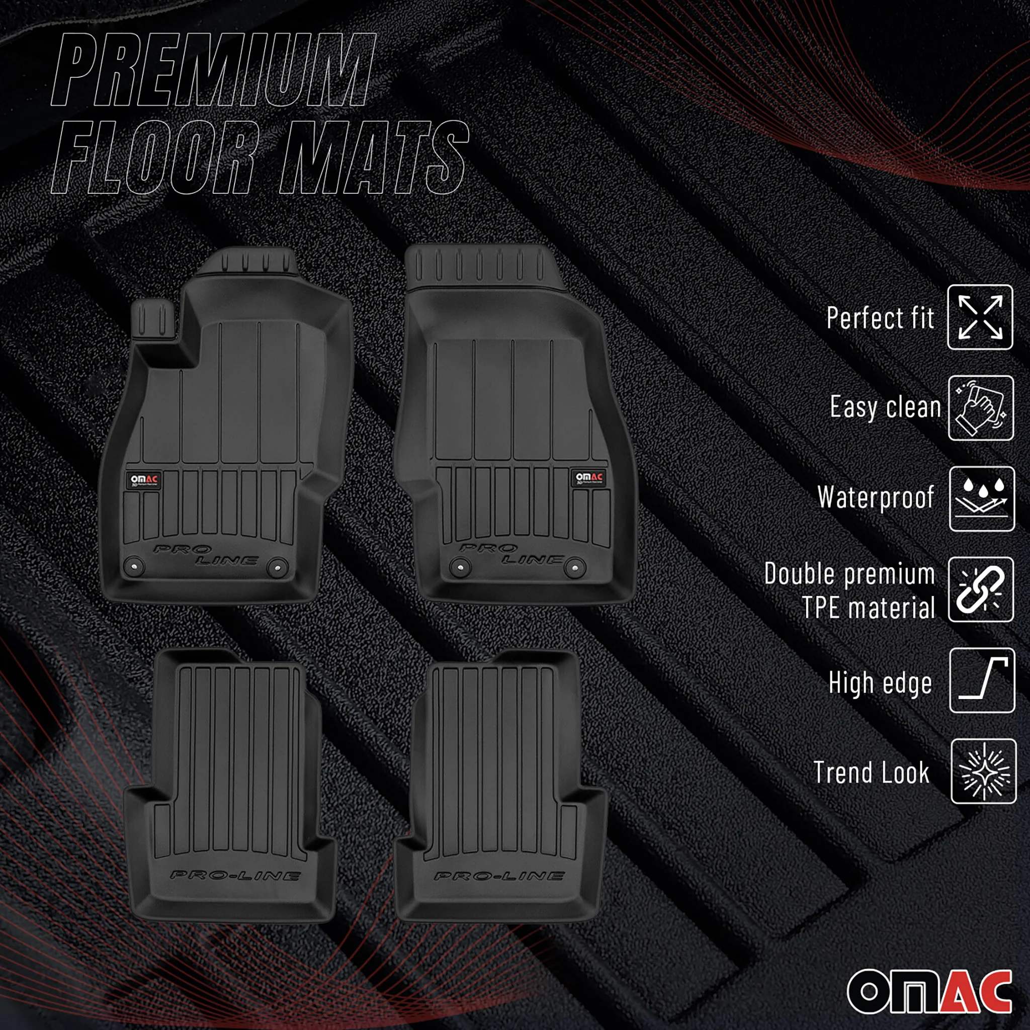 OMAC Gummi Fußmatten für Opel Corsa D 2006-2014 Premium TPE Automatten 4tlg - Image 2