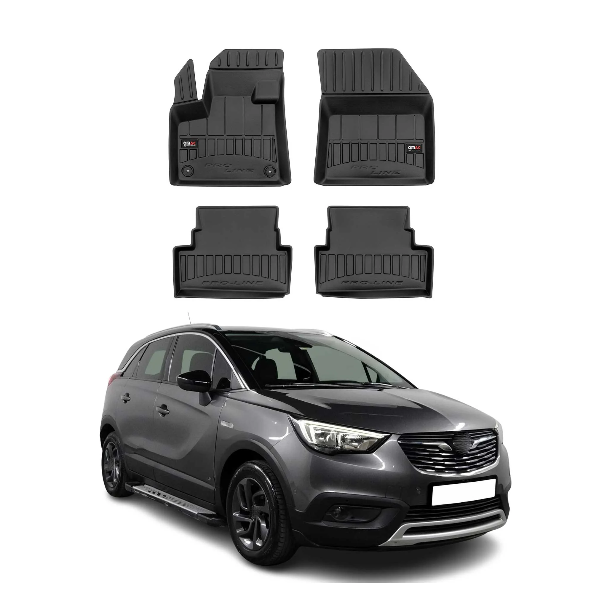 OMAC Gummi Fußmatten für Opel Grandland X 2017-2024 Premium Gummi Schwarz 4tlg