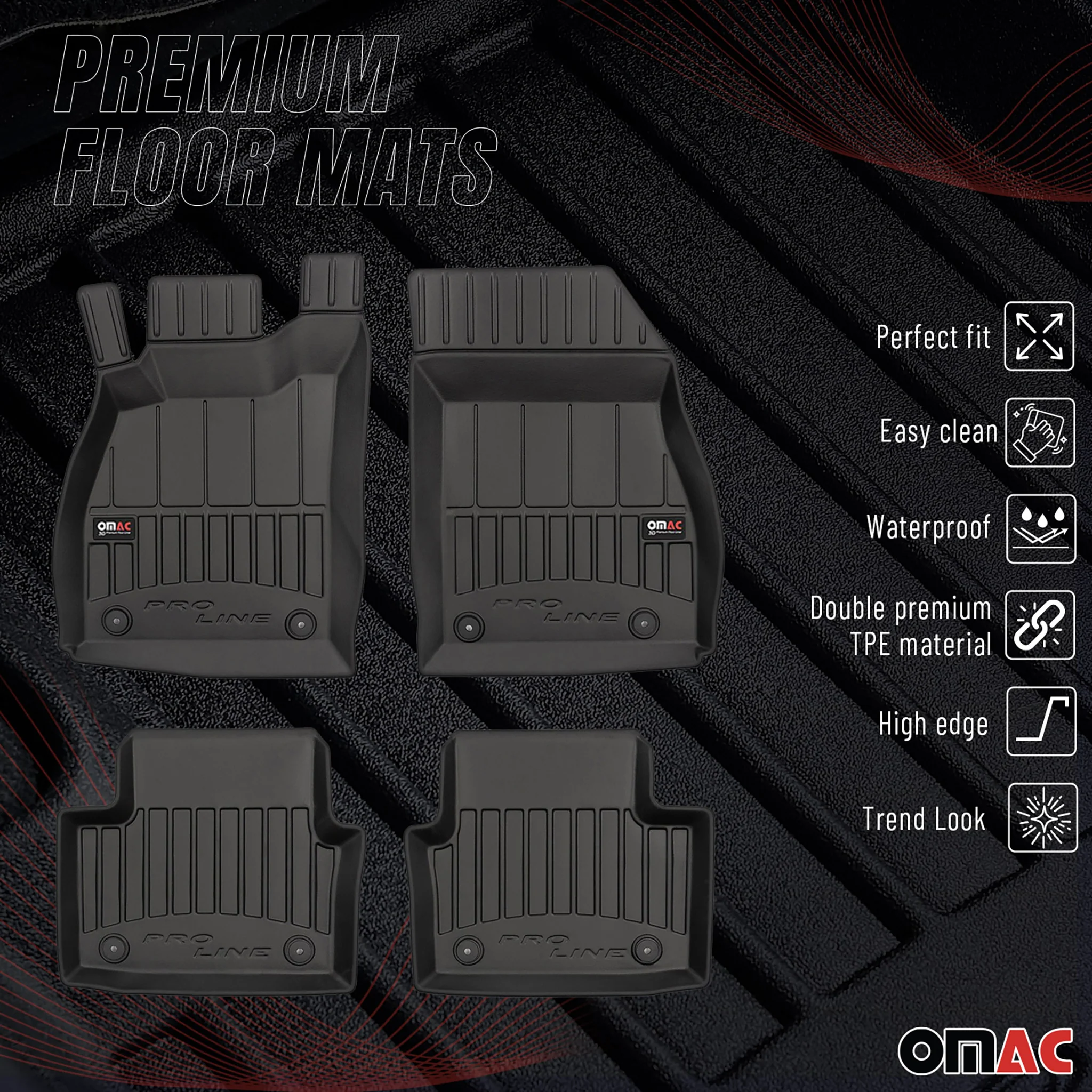 OMAC Gummi Fußmatten für Opel Insignia 2008-2017 Premium TPE Automatten 4tlg - Image 2