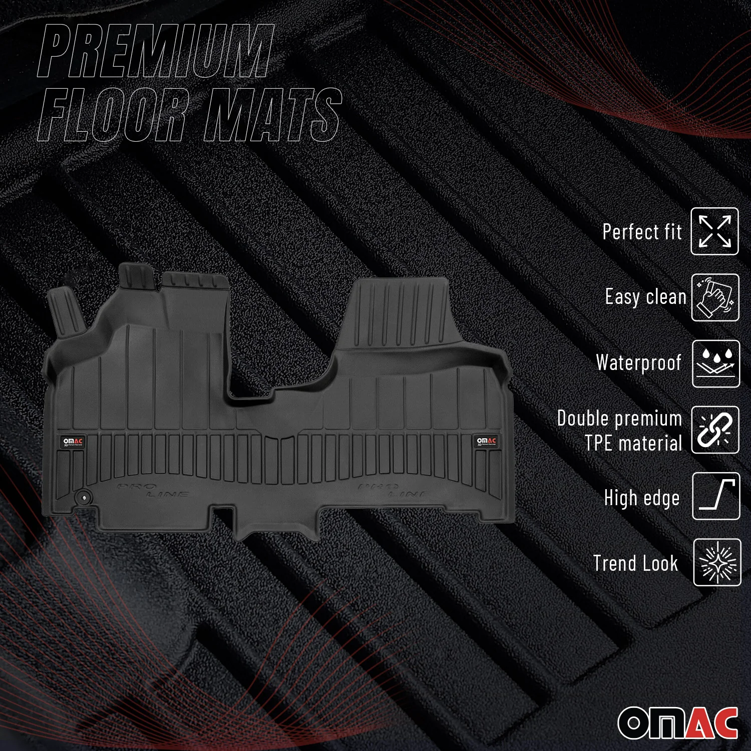 OMAC Gummi Fußmatten für Peugeot Expert 2007-2016 Premium TPE Automatten 1 tlg - Image 2