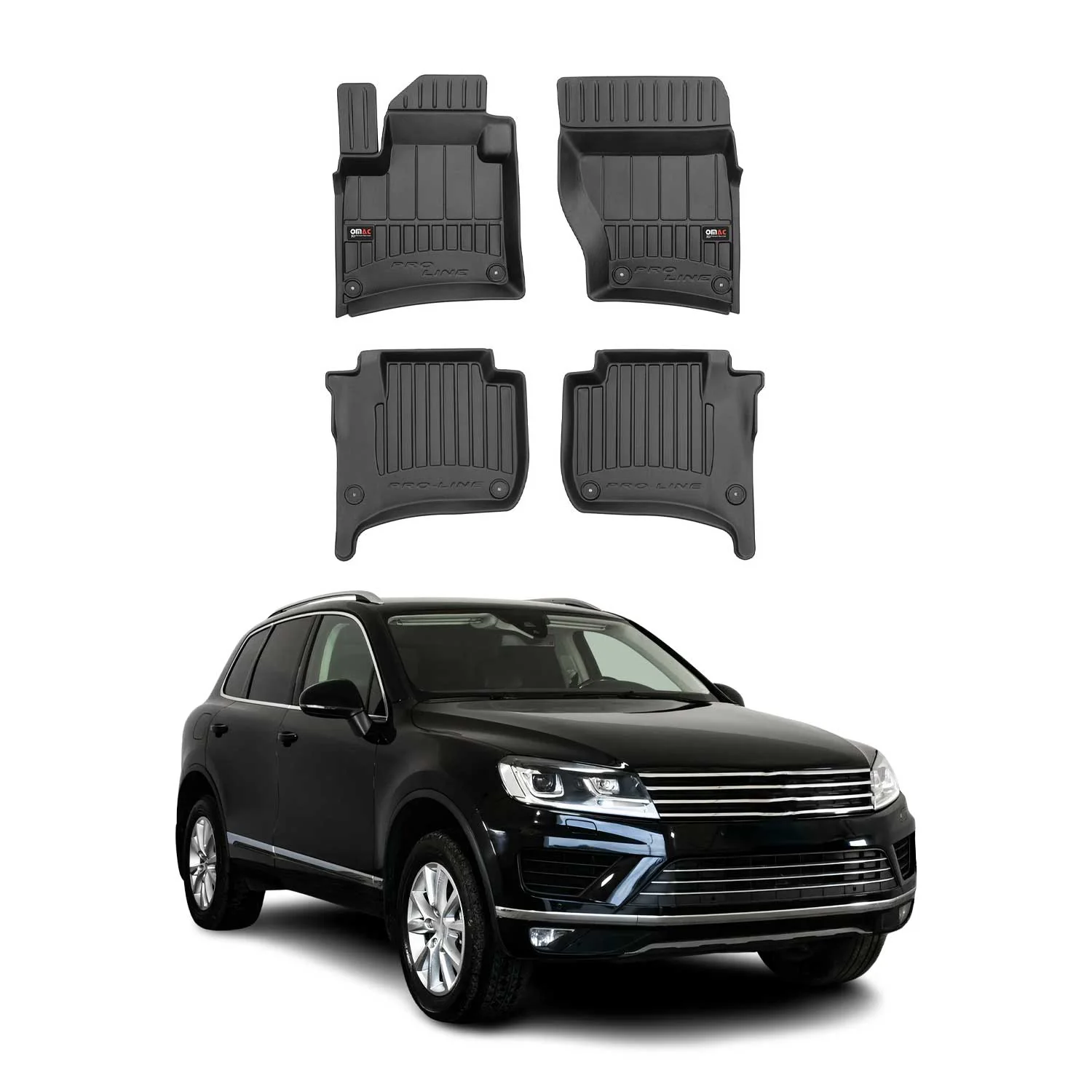 OMAC Gummi Fußmatten für Porsche Cayenne 2010-2017 Premium TPE Schwarz 4x