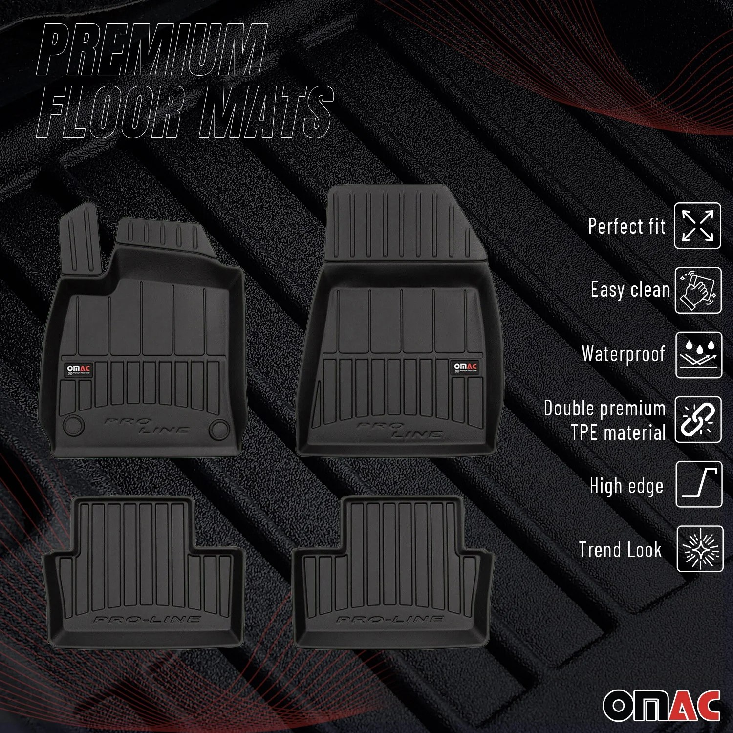 OMAC Gummi Fußmatten für Renault Clio 2019-2025 Premium TPE Automatten 4tlg - Image 2