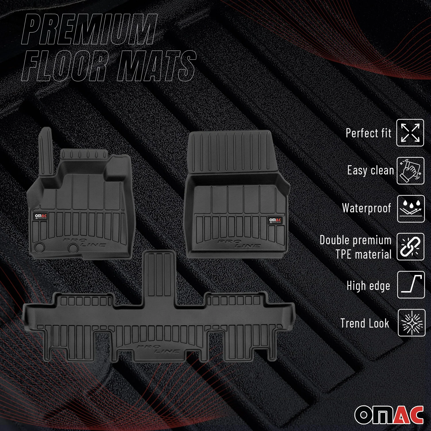 OMAC Gummi Fußmatten für Renault Espace 2002-2014 Premium TPE Automatten 3tlg - Image 2