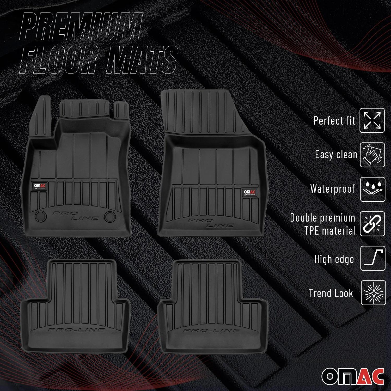 OMAC Gummi Fußmatten für Renault Megane 2016-2022 Premium TPE Automatten 4tlg - Image 2
