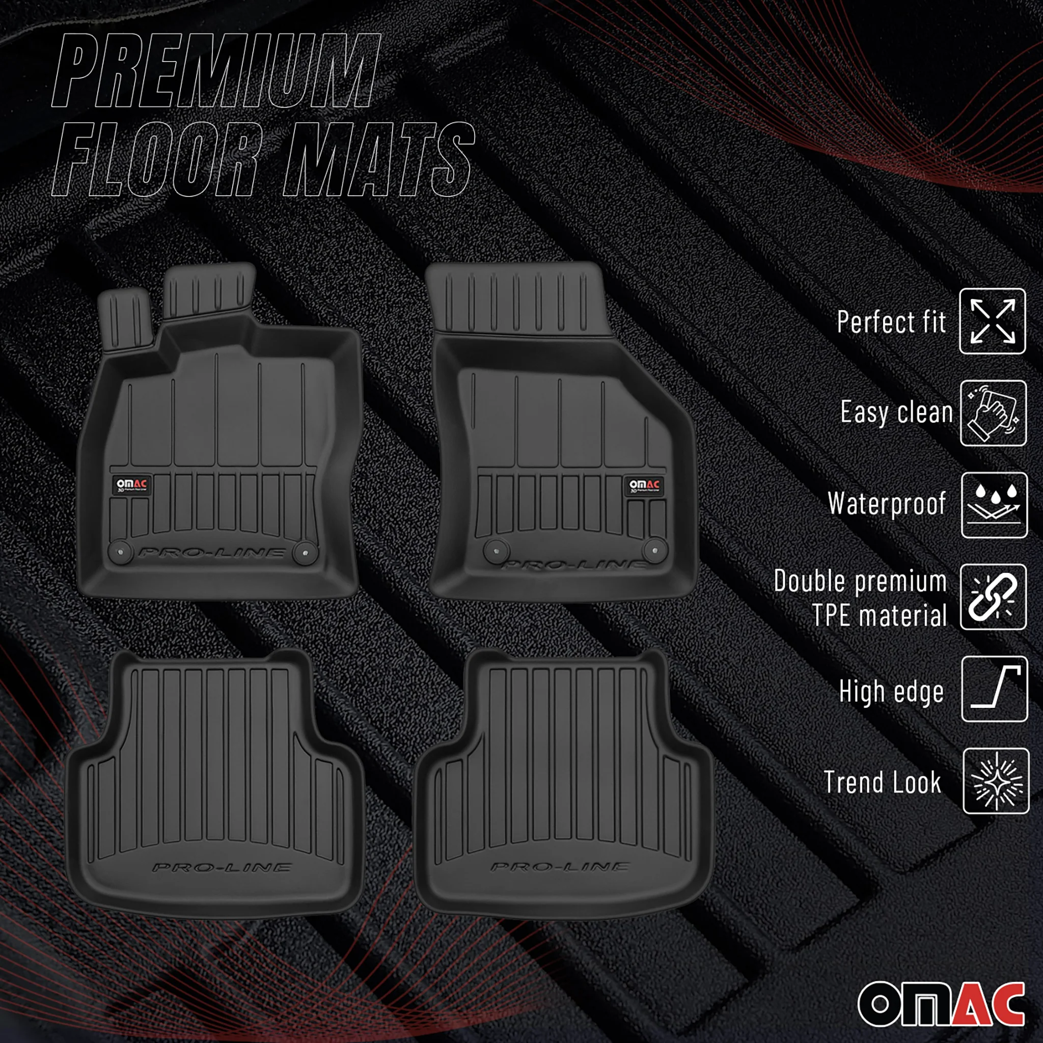 OMAC Gummi Fußmatten für Skoda Octavia 2013-2019 Premium TPE Automatten 4tlg - Image 2