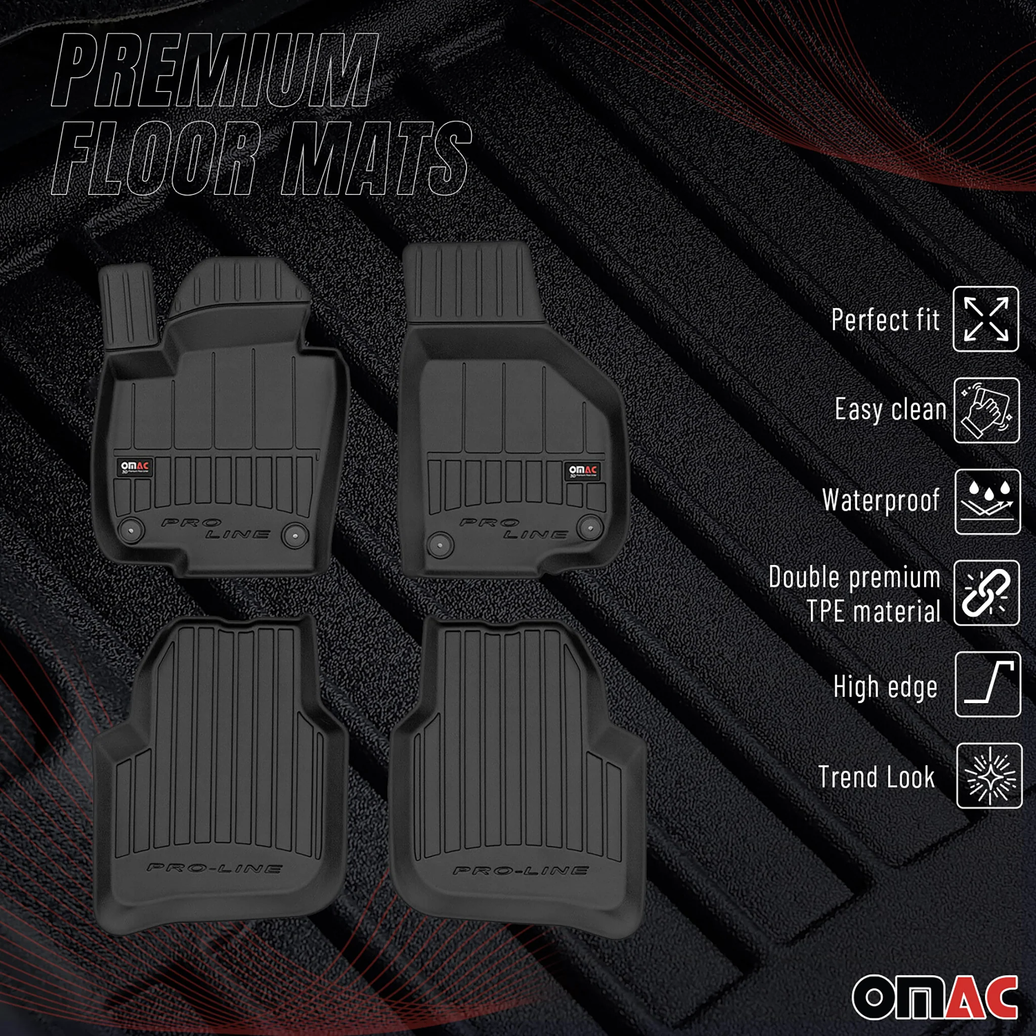 OMAC Gummi Fußmatten für Skoda Superb 2008-2015 Premium TPE Automatten 4tlg - Image 2