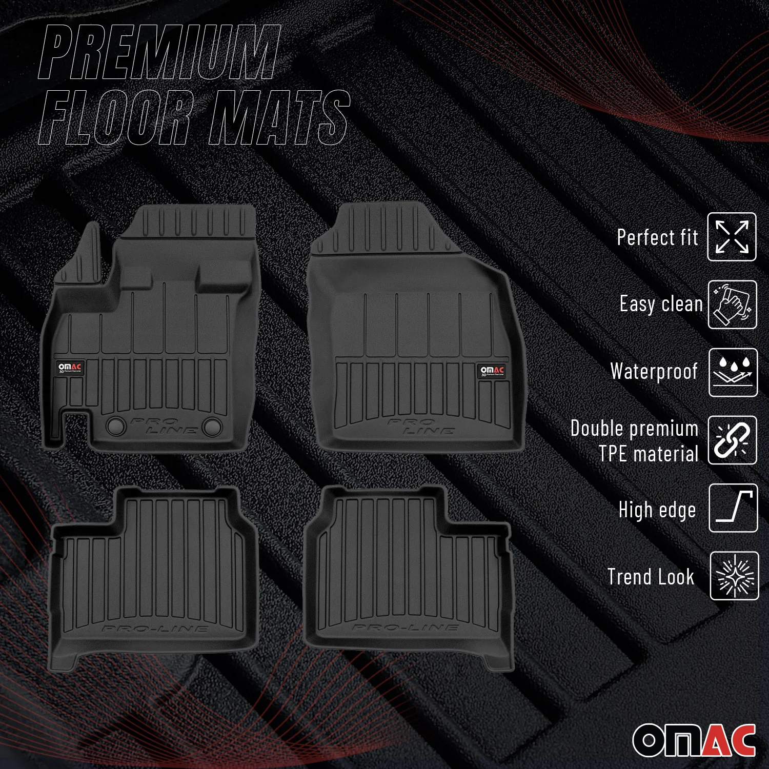 OMAC Gummi Fußmatten für Suzuki Ignis 2016-2026 Premium TPE Automatten 4tlg - Image 2