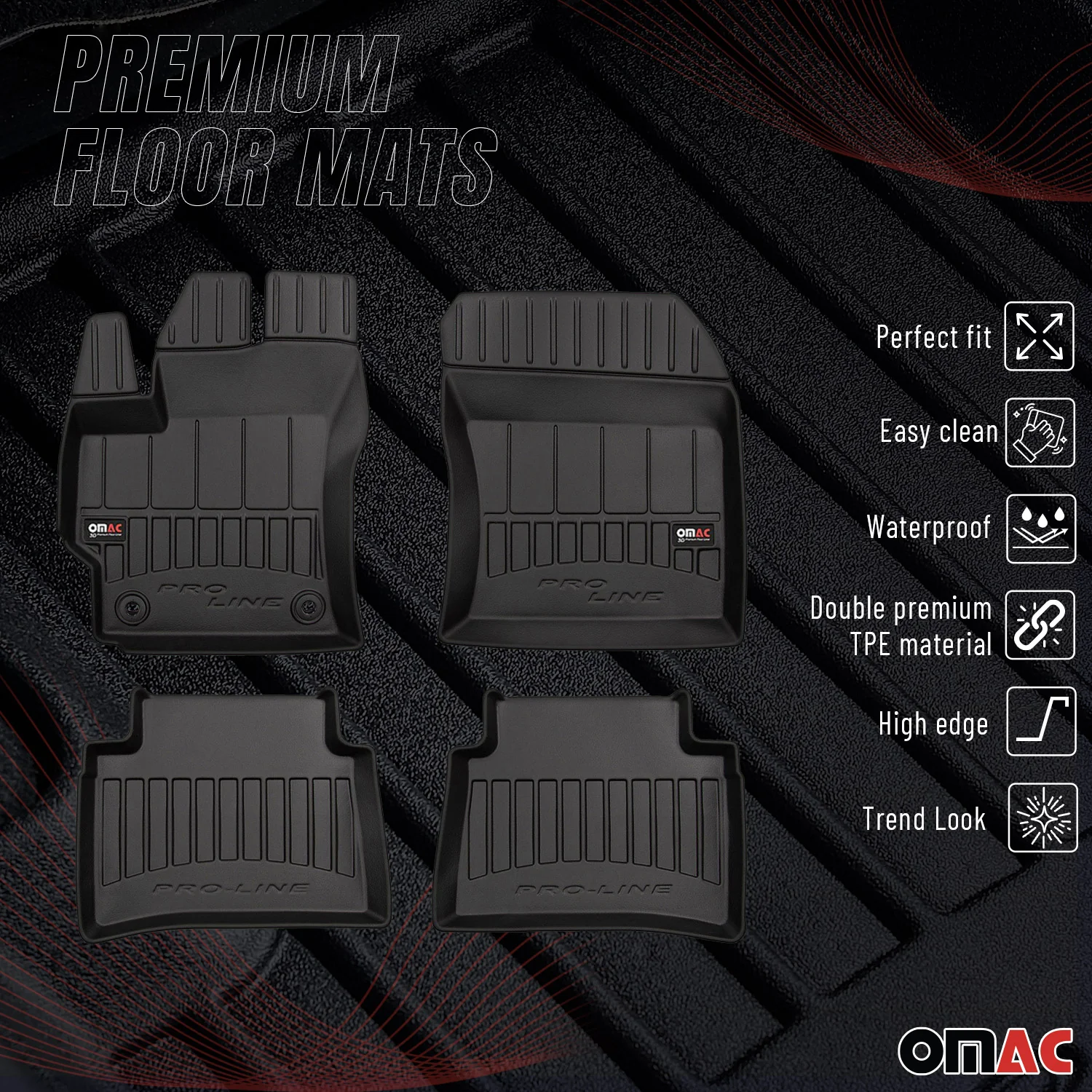 OMAC Gummi Fußmatten für Toyota Corolla Limo Kombi 2019-2026 Premium TPE 4x - Image 2
