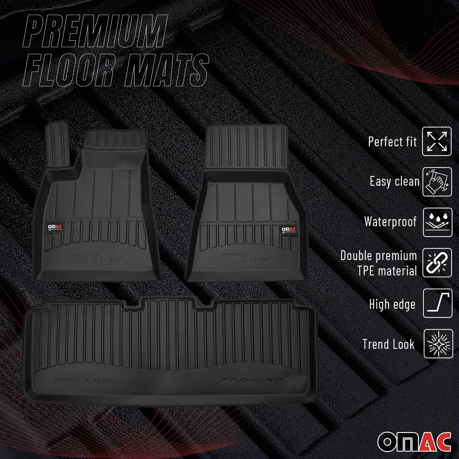 OMAC Gummi Fußmatten für Tesla Model S 2014-2020 Premium TPE Automatten 3tlg - Image 2