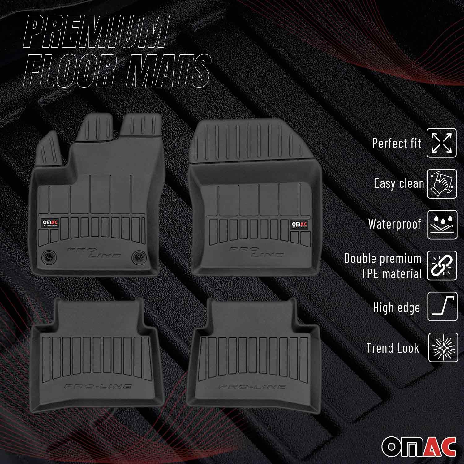 OMAC Gummi Fußmatten für Toyota Prius PHV Prime 2015-2024 Premium TPE Schwarz 4x - Image 2