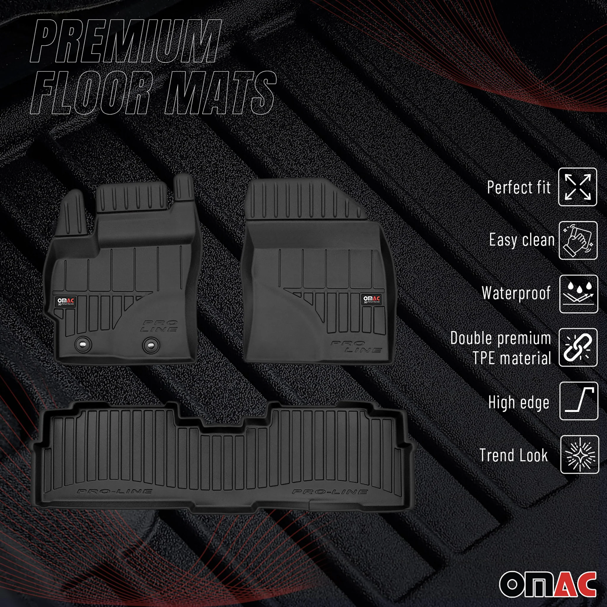 OMAC Gummi Fußmatten für Toyota Verso 2009-2018 Premium TPE Automatten 3tlg - Image 2