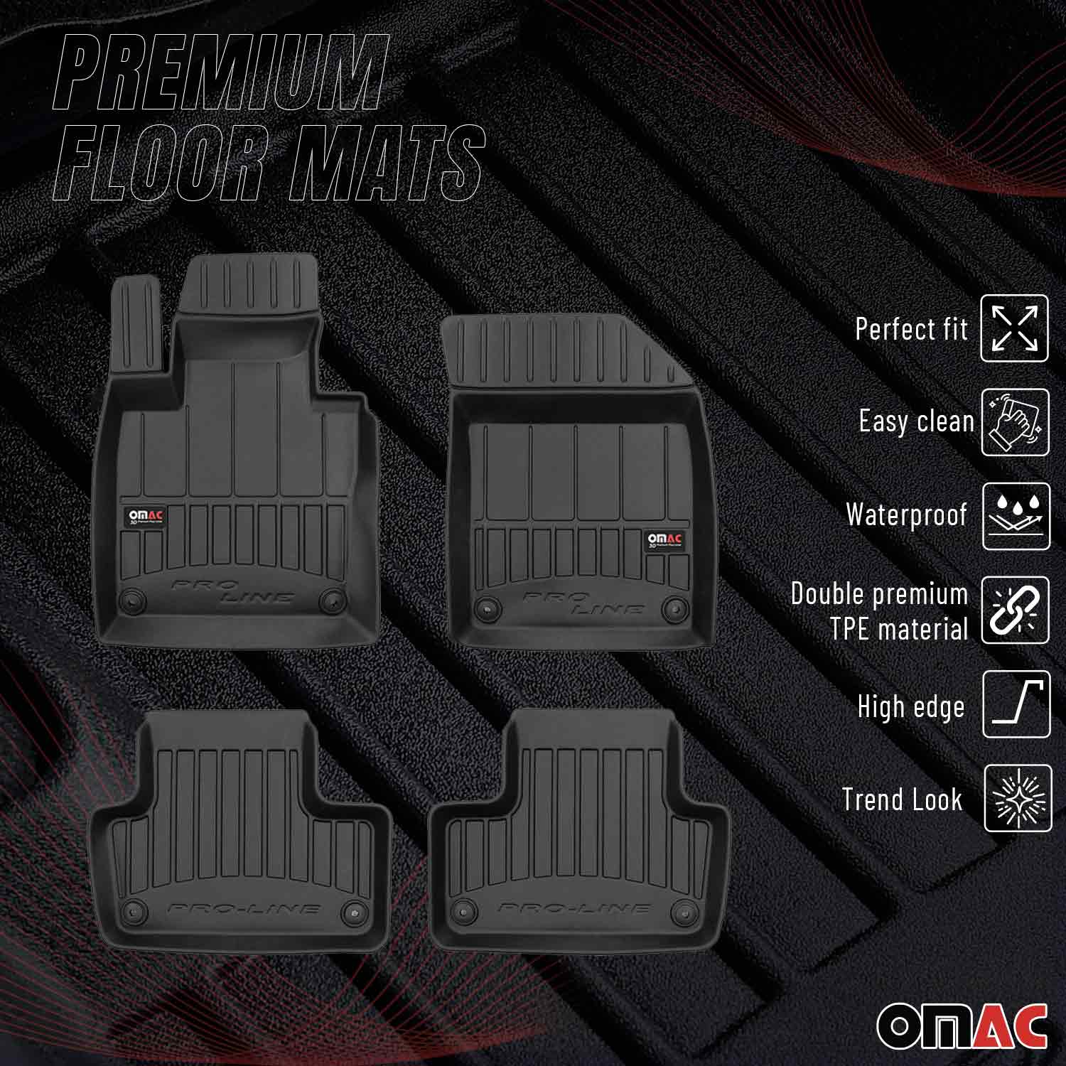 OMAC Gummi Fußmatten für Volvo XC60 2017-2024 Premium TPE Automatten Schwarz 4x - Image 2