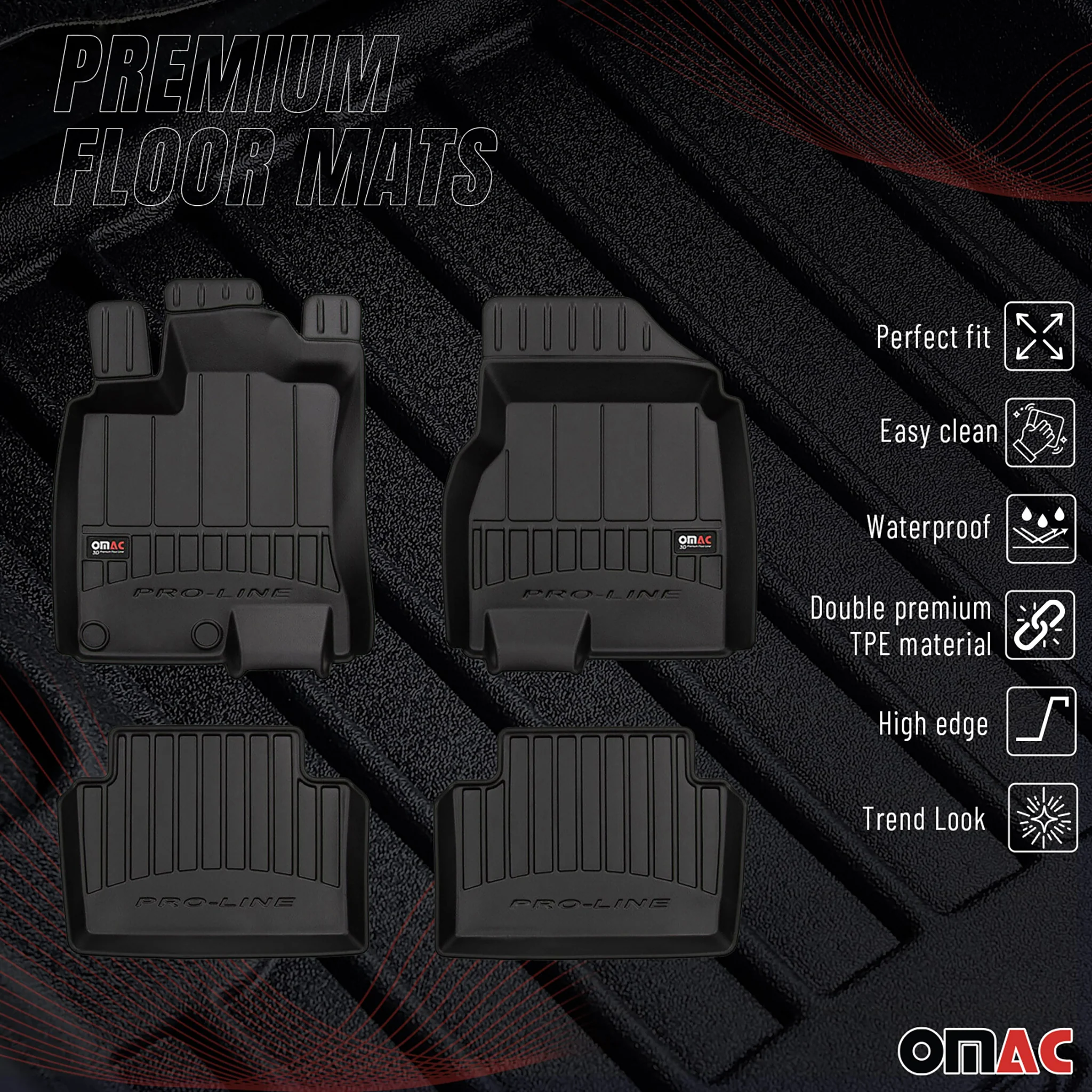 OMAC Gummi Fußmatten für Nissan Qashqai Tekna Version J10 2006-2014 Premium 4x - Image 2