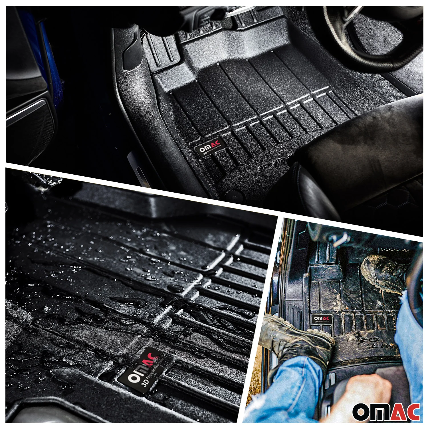 OMAC Fußmatten & Kofferraumwanne Set für Audi A3 8V 2012-2020 Gummi Schwarz 5x - Image 2
