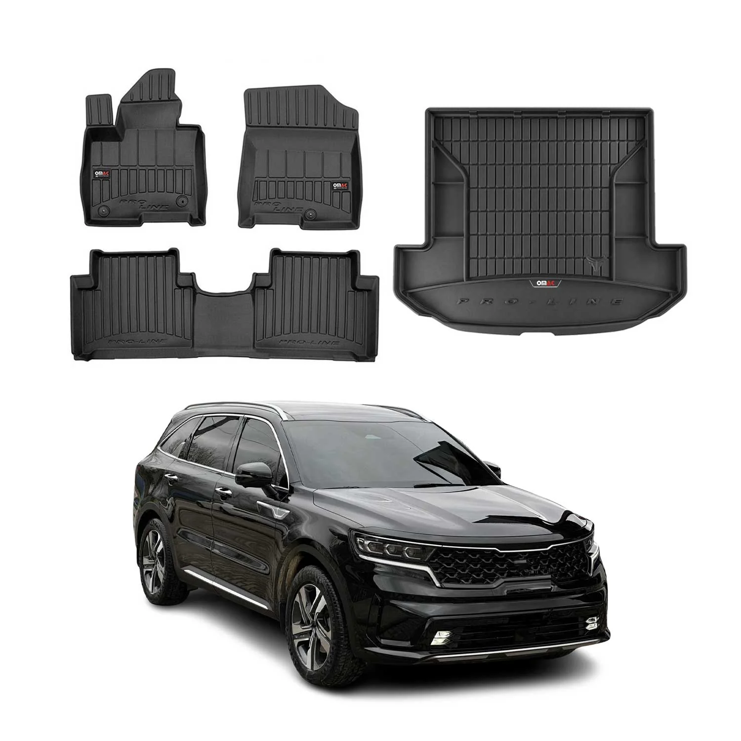 OMAC Fußmatten & Kofferraumwanne Set für Kia Sorento Hybrid 2021-2026 Gummi 4tlg