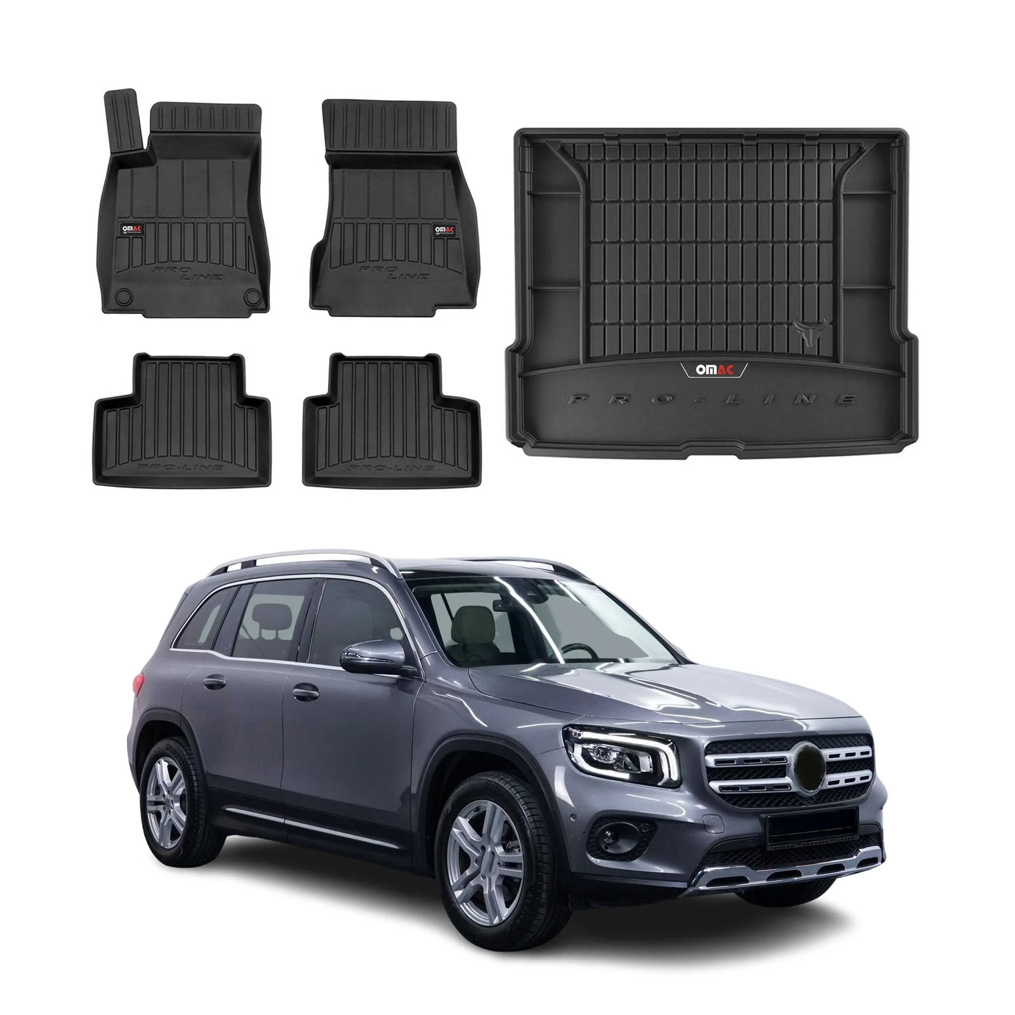OMAC Fußmatten & Kofferraumwanne Set für Mercedes GLB X247 2019-2026 Gummi 5x