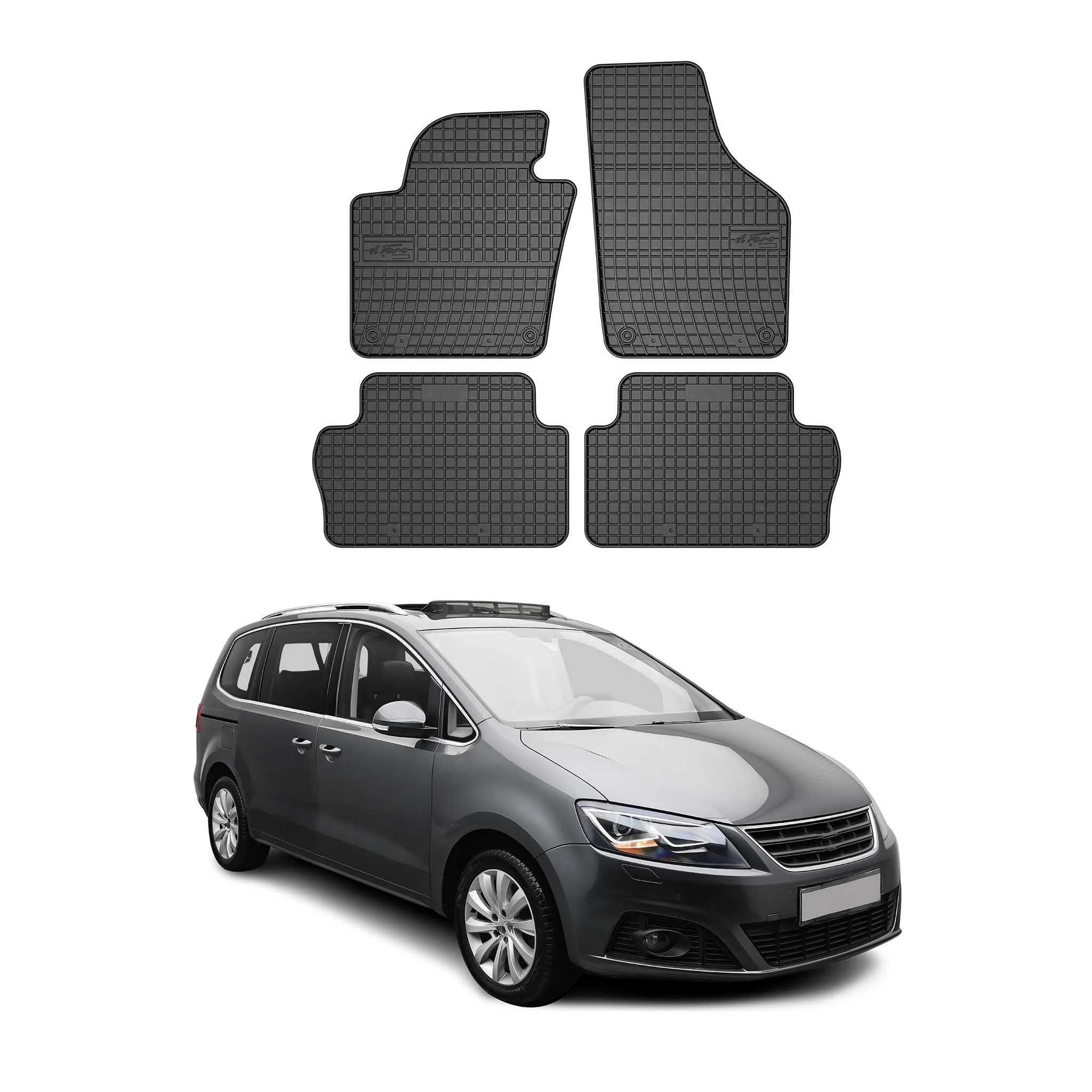 OMAC Gummi Fußmatten für Seat Alhambra 2010-2020 Automatten Gummi TPE Schwarz 4x