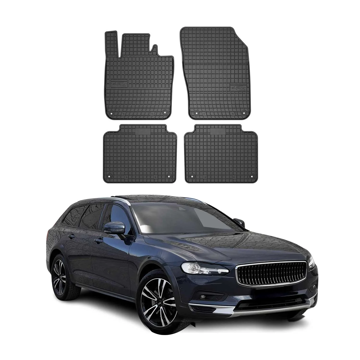 OMAC Gummi Fußmatten für Volvo V90 2016-2025 Automatten Gummi TPE Schwarz 4tlg