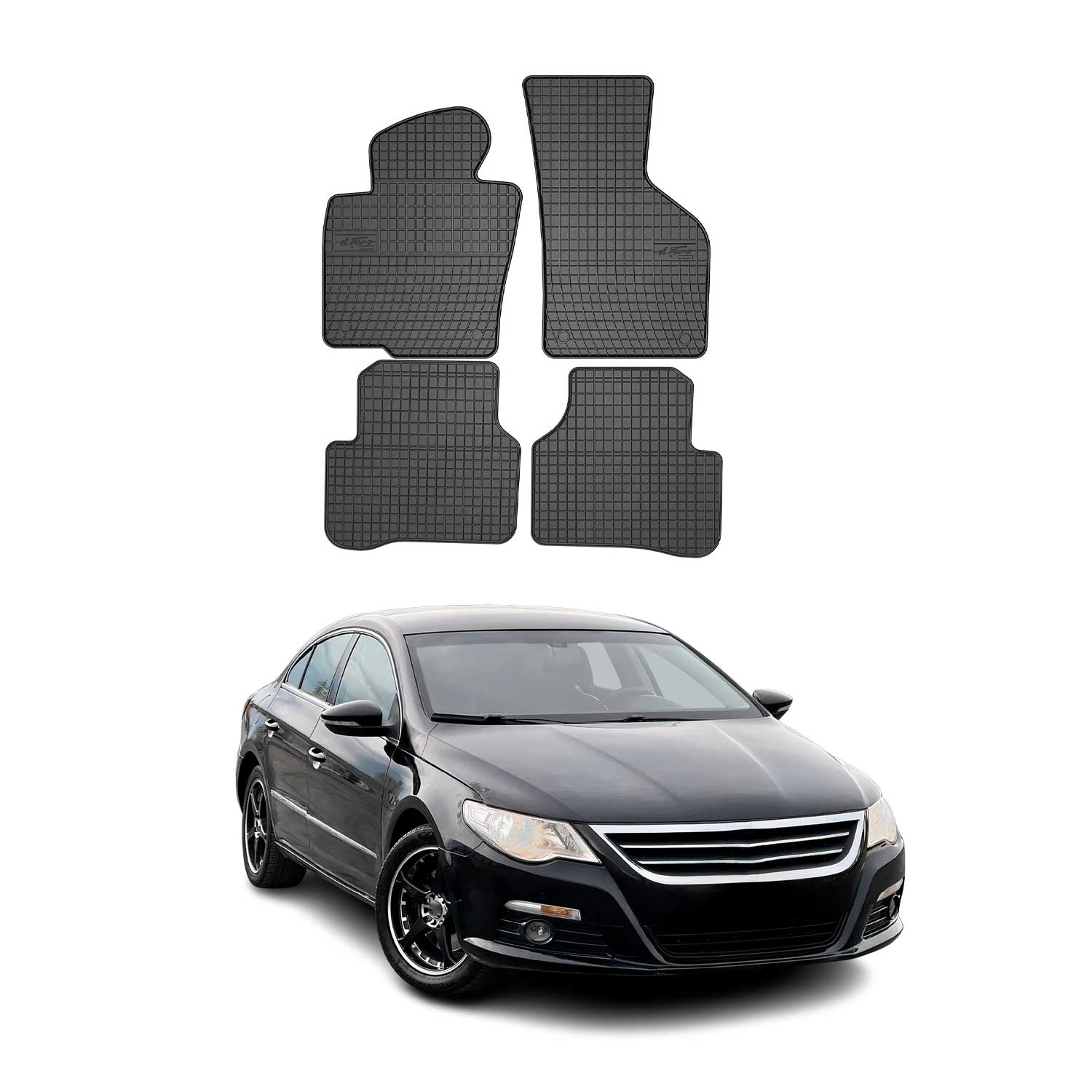 OMAC Gummi Fußmatten für VW Passat CC 2008-2012 Automatten Gummi TPE Schwarz 4x
