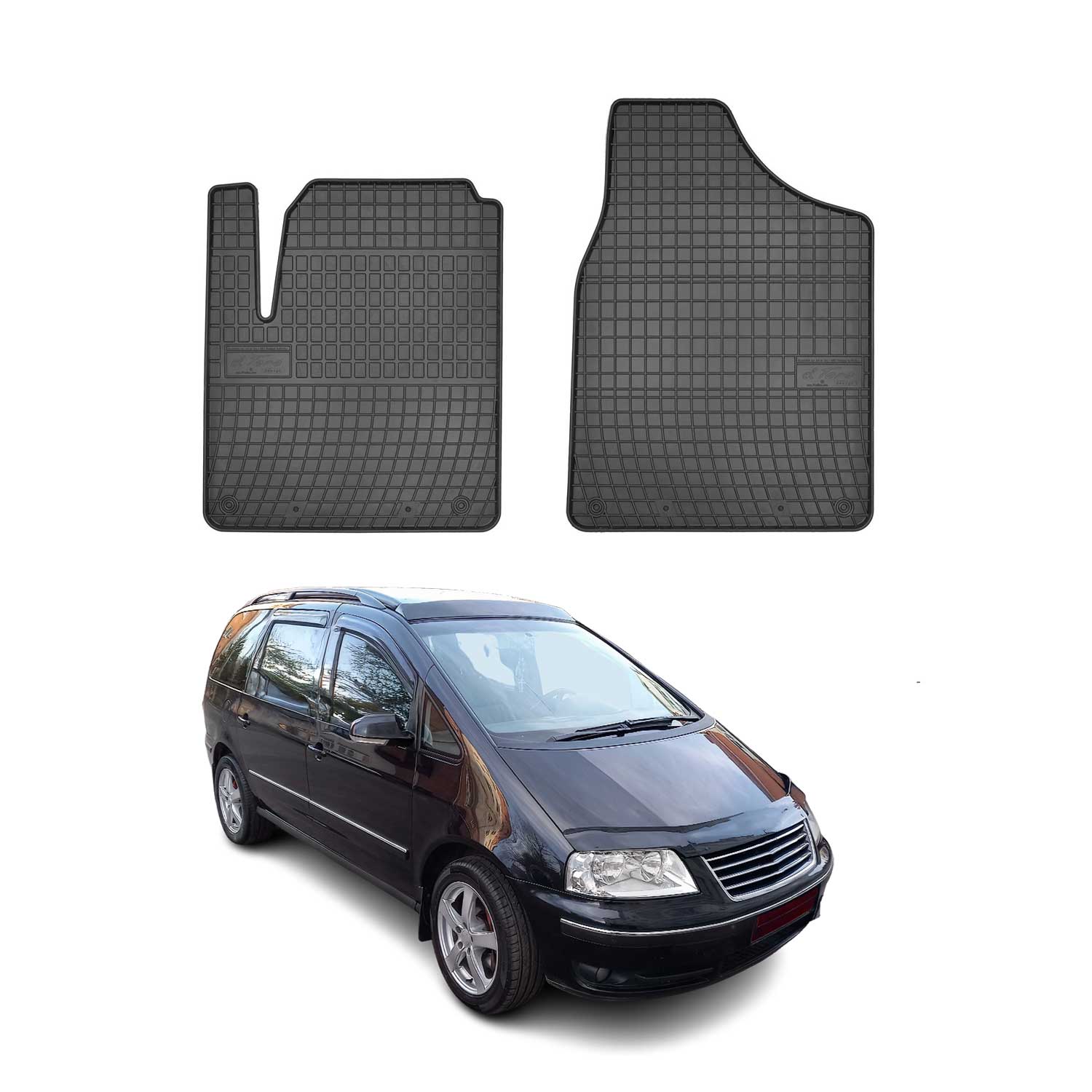 OMAC Gummi Fußmatten für VW Sharan 1995-2010 Automatten Gummi TPE Schwarz 2tlg