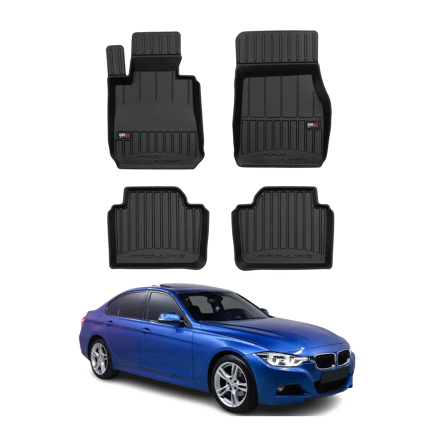 OMAC Gummi Fußmatten für BMW 3er Limo Wagon F30 F31 M3 F80 2012-2019 Premium TPE