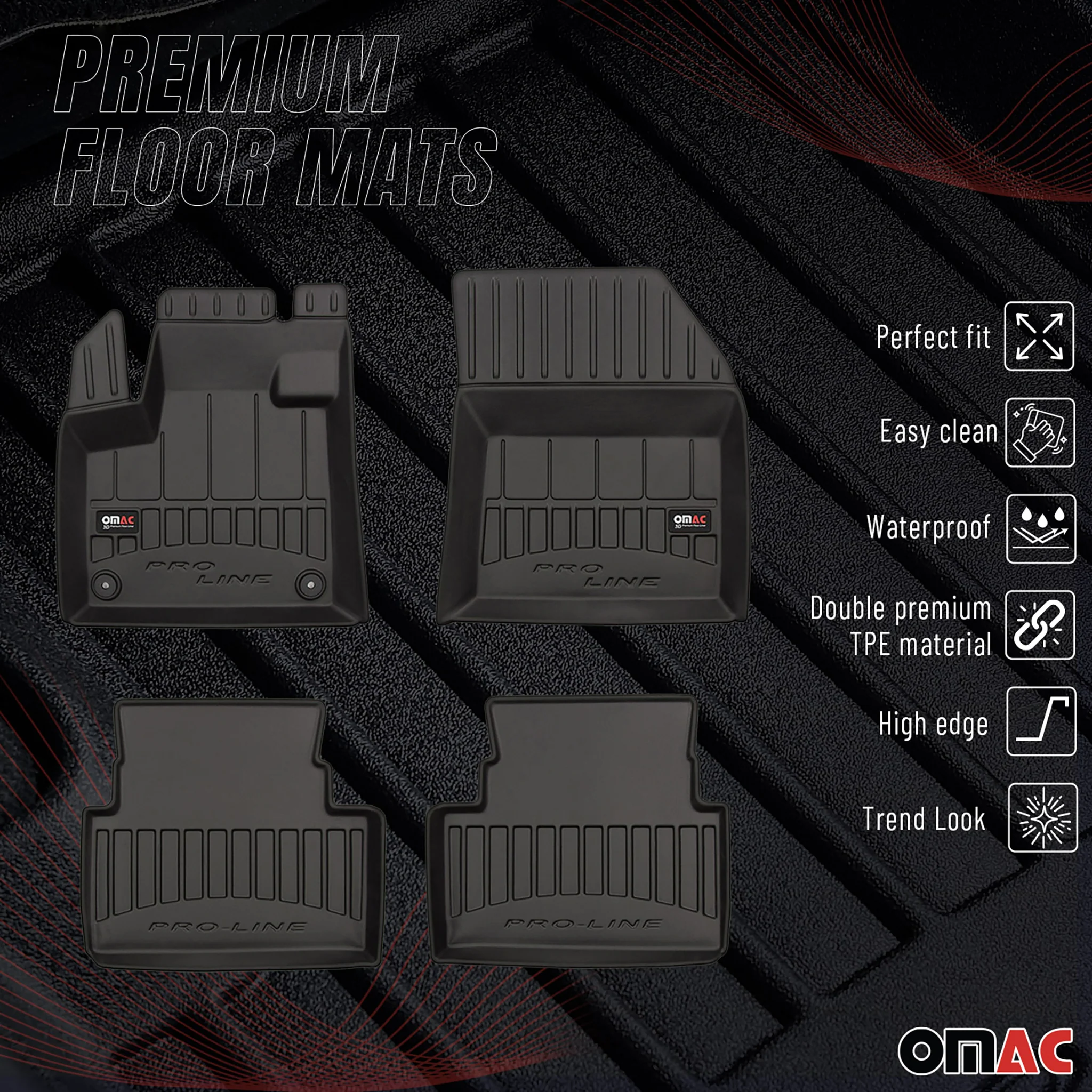 OMAC Gummi Fußmatten für Citroen C5 Aircross 2018-2025 Premium Gummi Schwarz 4x - Image 2