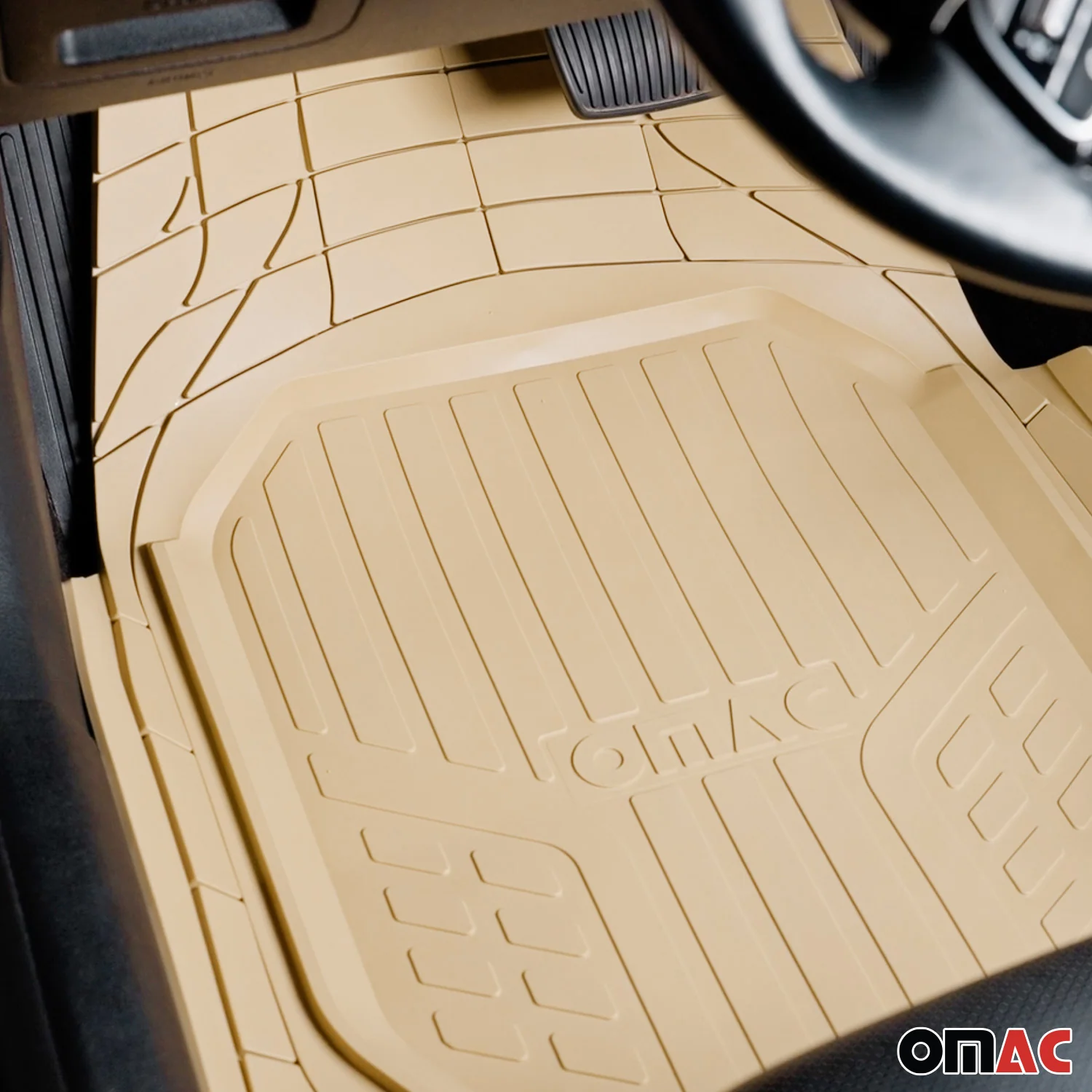 Fußmatten Automatten für Fiat 500 3D Passform Hoher Rand Gummimatten Beige - Image 2