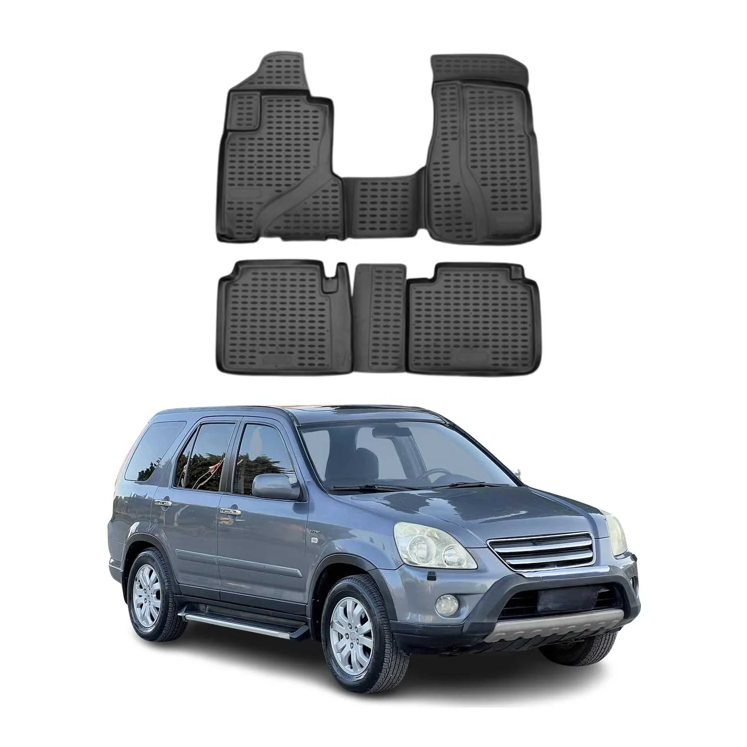 OMAC Gummimatten Fußmatten für Honda CR-V 2002-2006 TPE Automatten Schwarz 4x