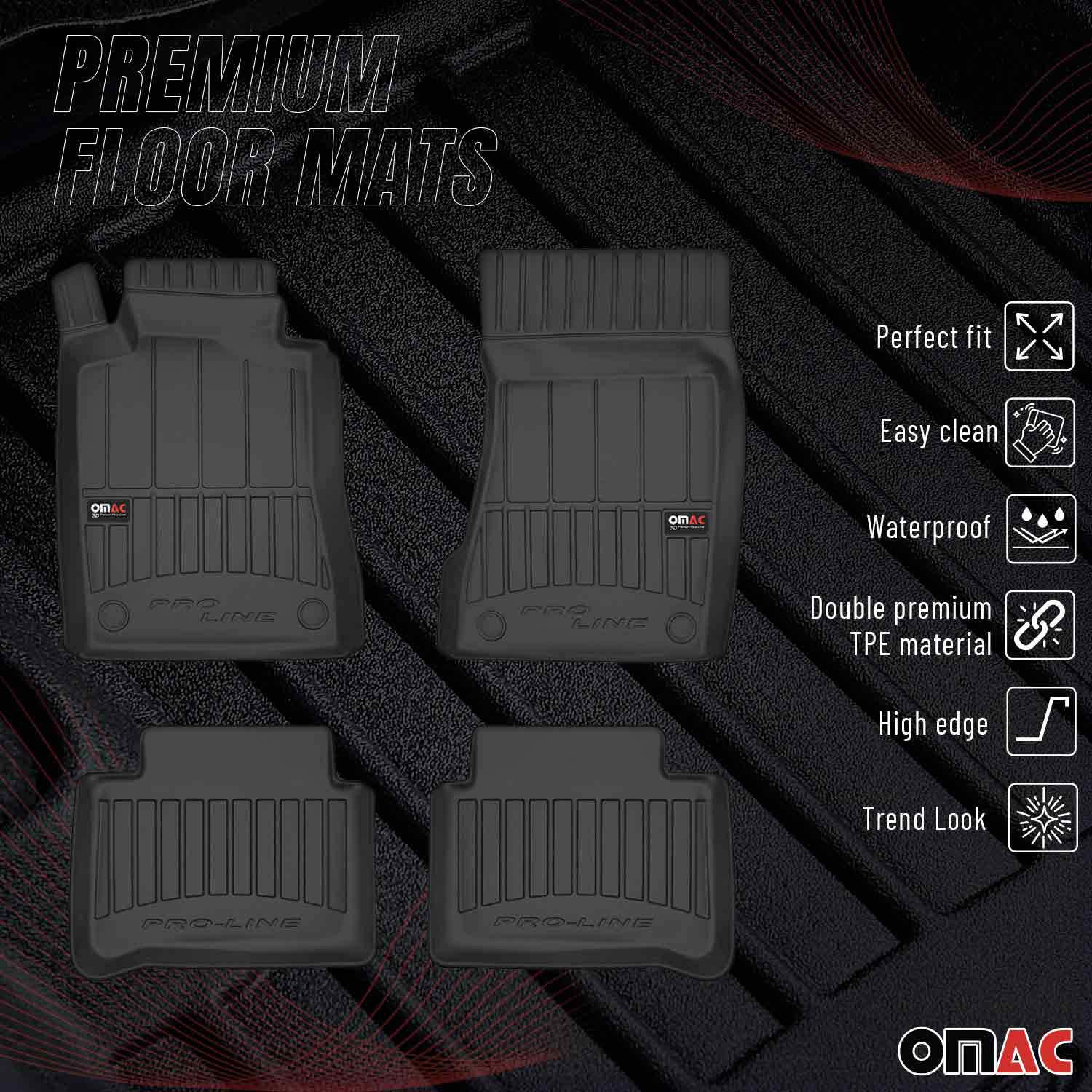 OMAC Gummi Fußmatten für Mercedes CLS C219 2004-2011 Premium Gummi Schwarz 4tlg - Image 2