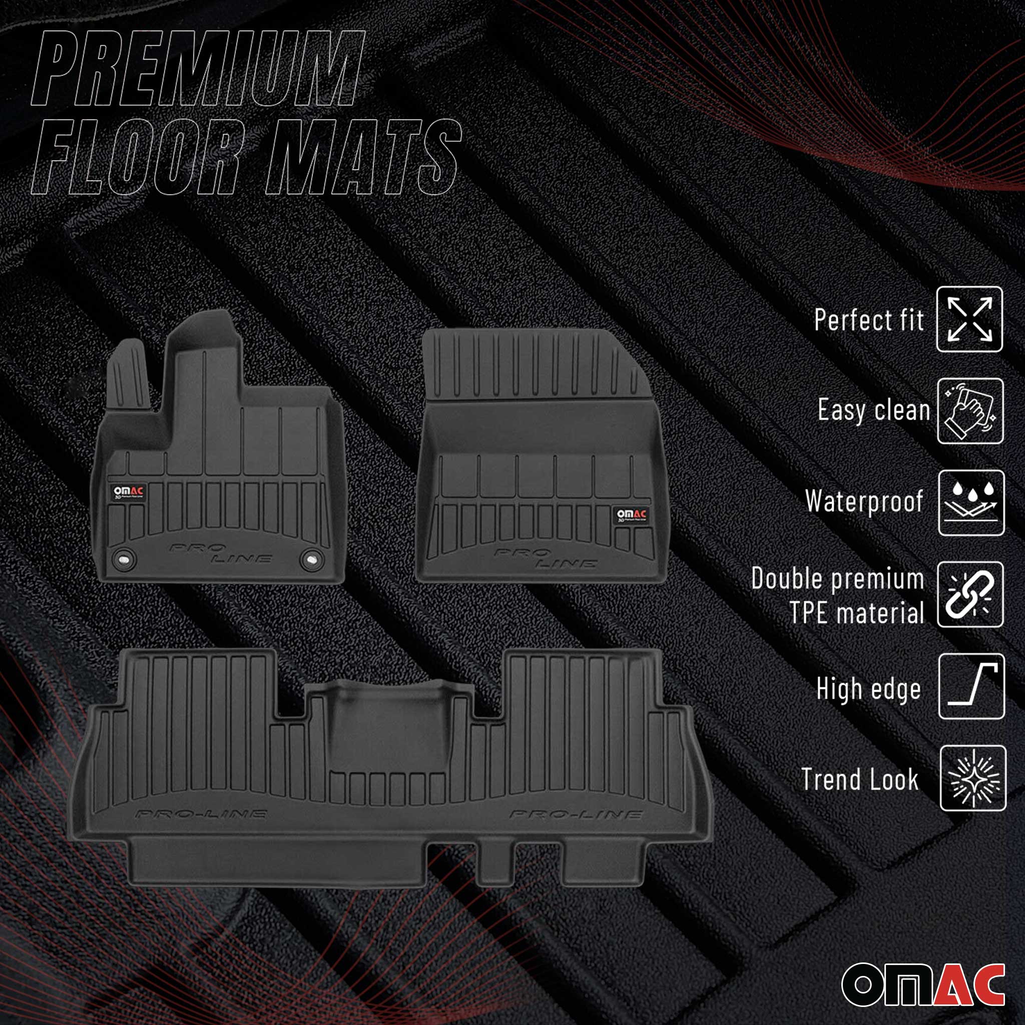 OMAC Gummi Fußmatten für Opel Combo 2018-2024 Premium TPE Automatten Schwarz 3x - Image 2