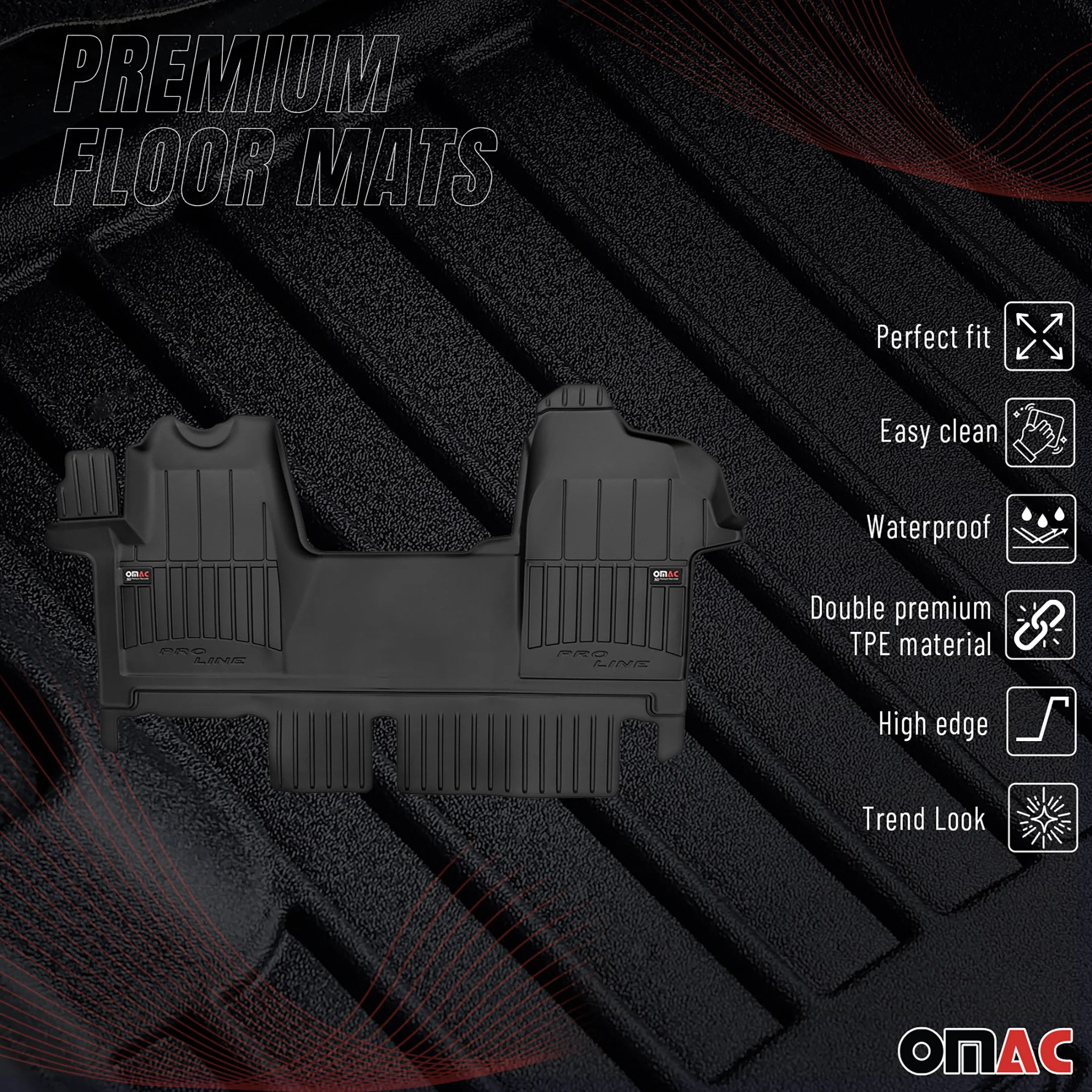 OMAC Gummi Fußmatten für Opel Movano typ B 2010-2022 Premium TPE Automatten - Image 2