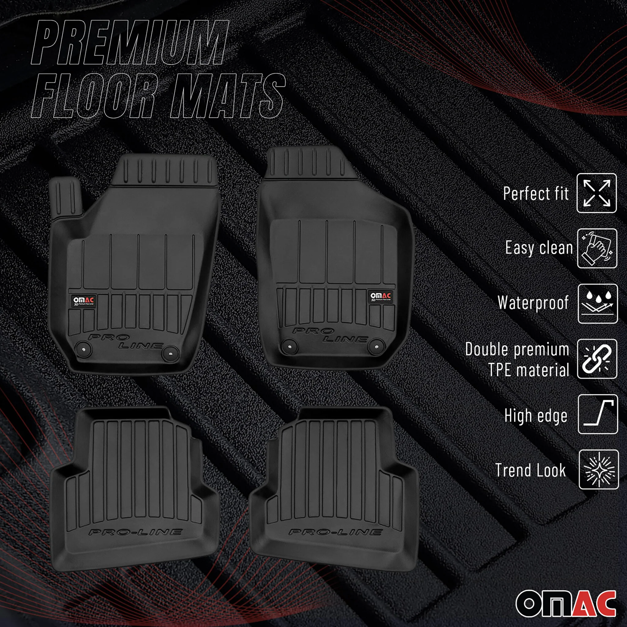 OMAC Gummi Fußmatten für Skoda Fabia 2 2006-2014 Premium TPE Automatten 4tlg - Image 2