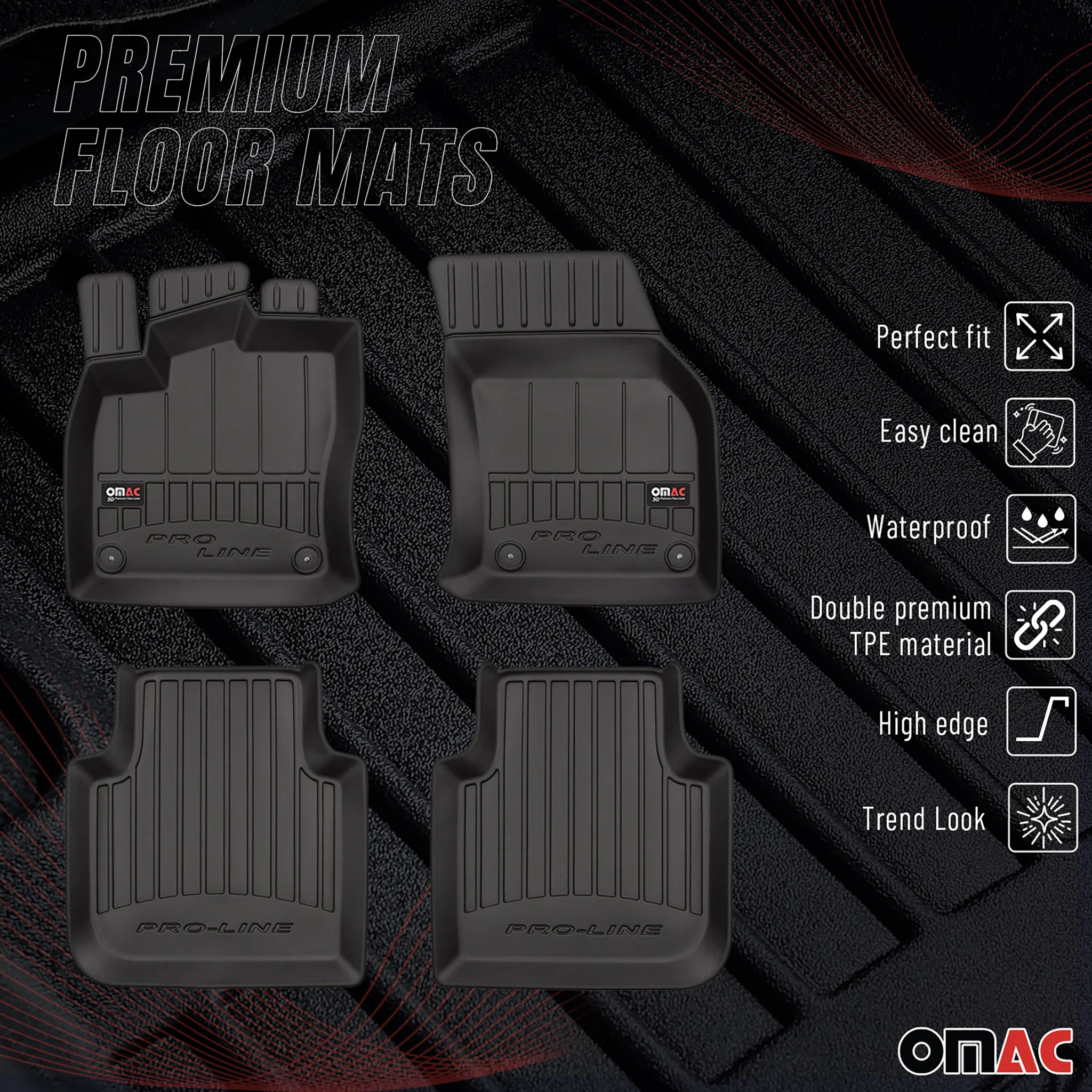 OMAC Gummi Fußmatten für Skoda Kodiaq 2016-2026 Premium TPE Automatten 4tlg - Image 2