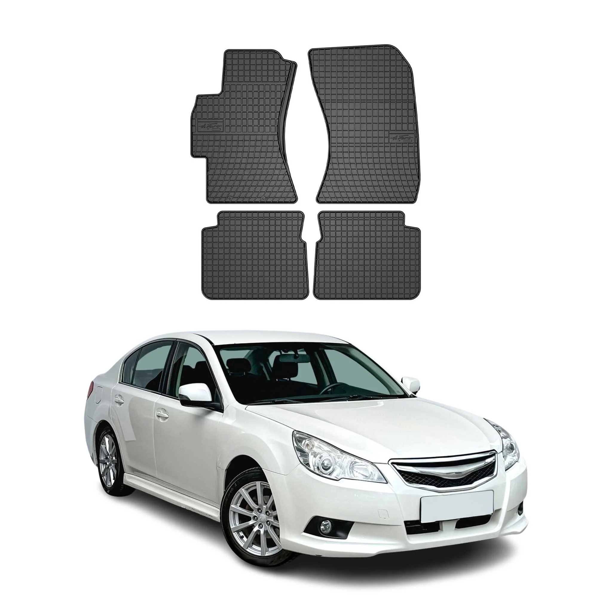 OMAC Gummi Fußmatten für Subaru Legacy 2009-2015 Automatten Gummi TPE Schwarz 4x