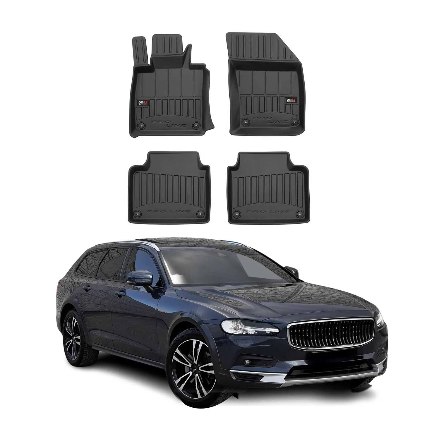 OMAC Gummi Fußmatten für Volvo V90 Kombi 2016-2025 Premium TPE Automatten 4tlg
