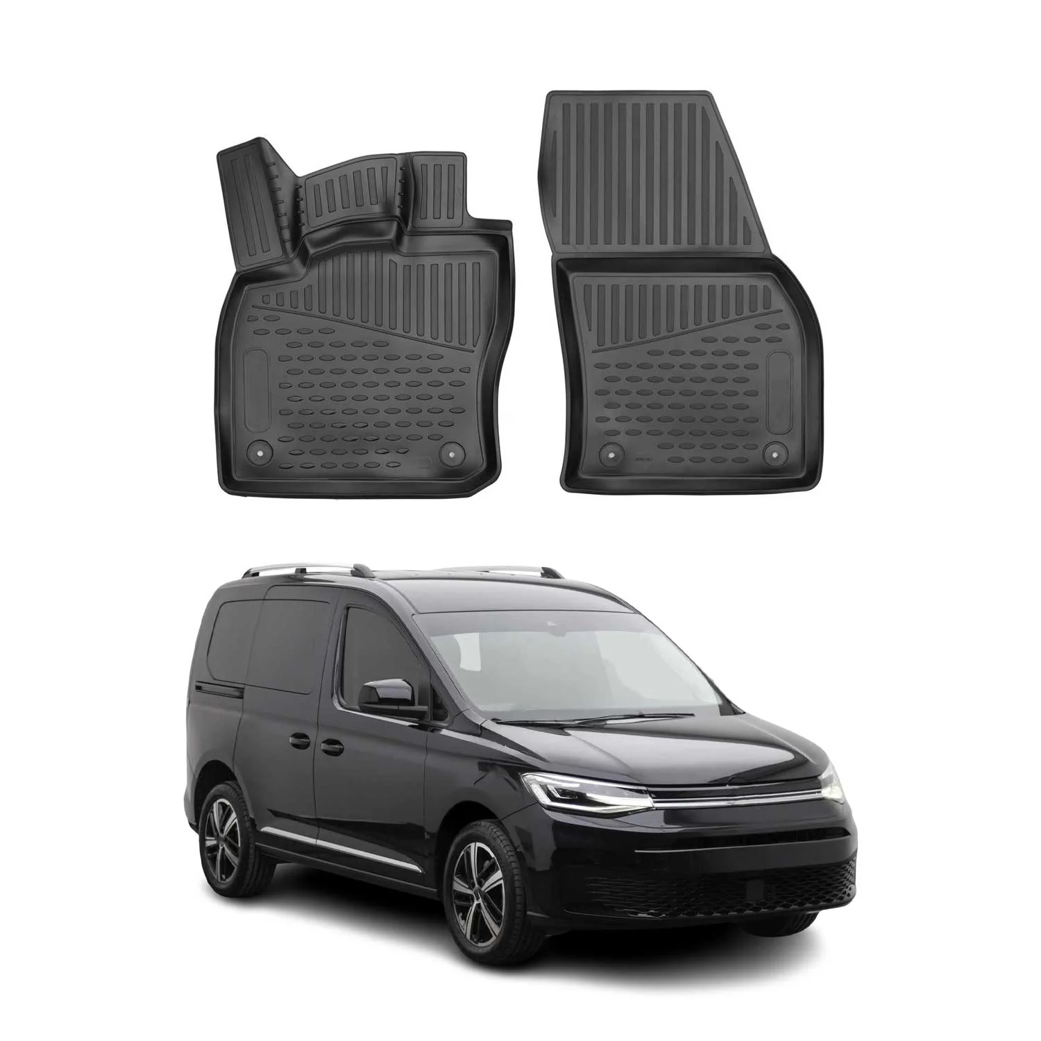 OMAC Gummimatten Fußmatten für VW Caddy 2020-2026 TPE Automatten Schwarz 2x