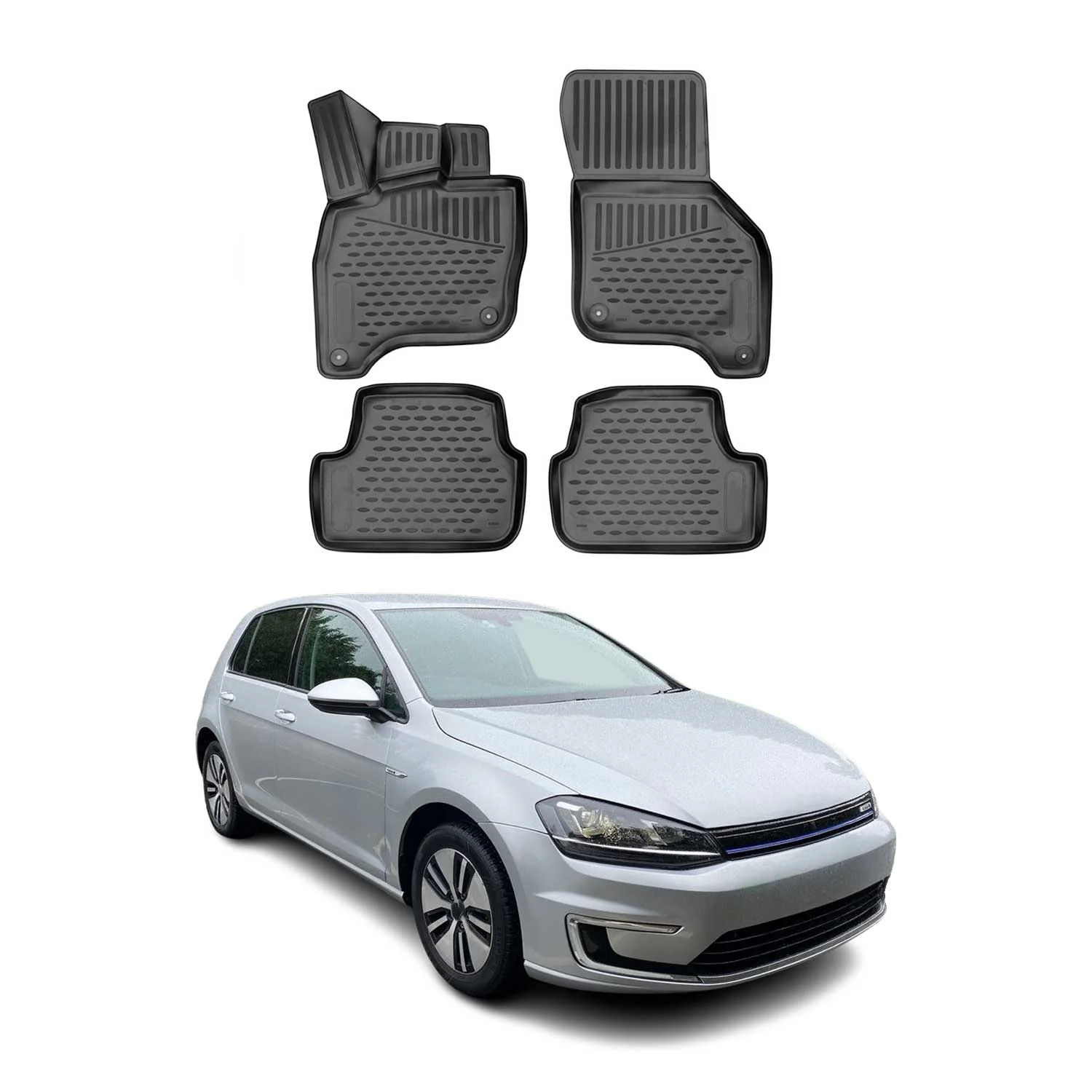 OMAC Gummimatten Fußmatten für VW e-Golf 2014-2020 TPE Automatten Schwarz 4x