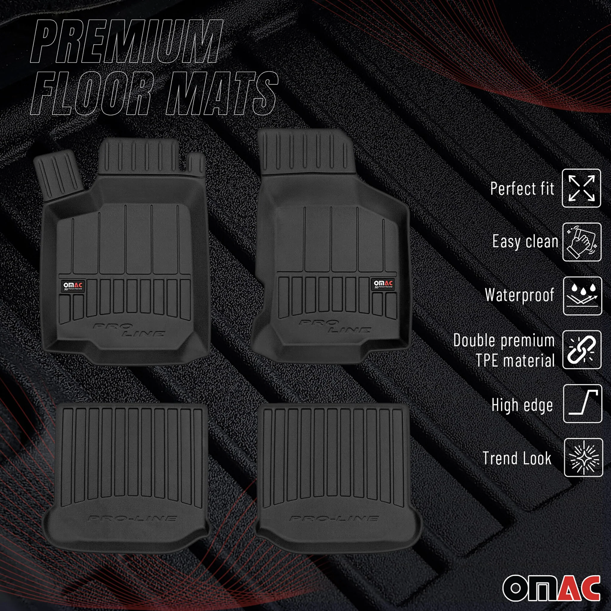 OMAC Gummi Fußmatten für VW Golf 4 1997-2006 Premium TPE 3D Automatten 4tlg - Image 2