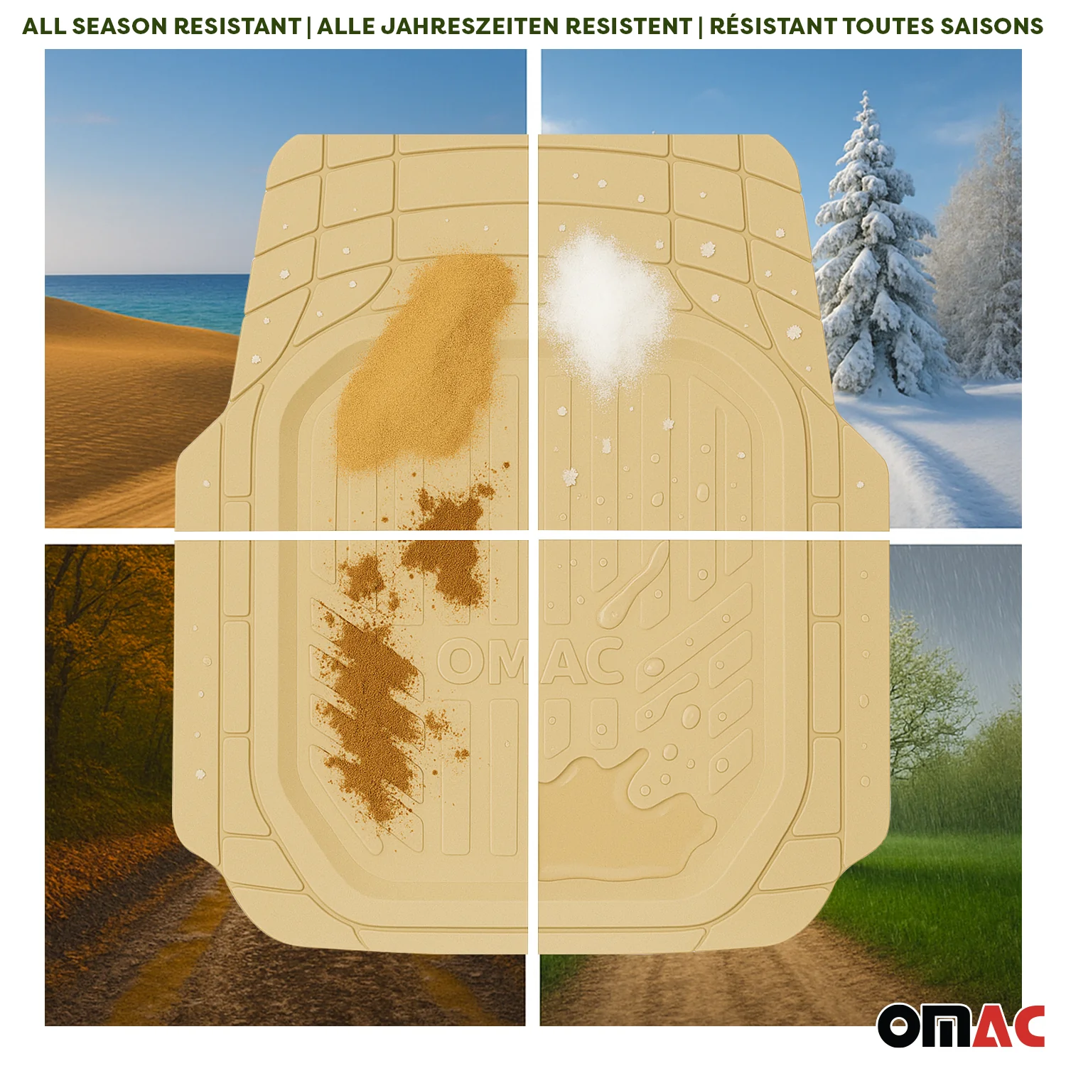 Fußmatten Automatten für VW Sharan 3D Passform Hoher Rand Gummimatten Beige - Image 4