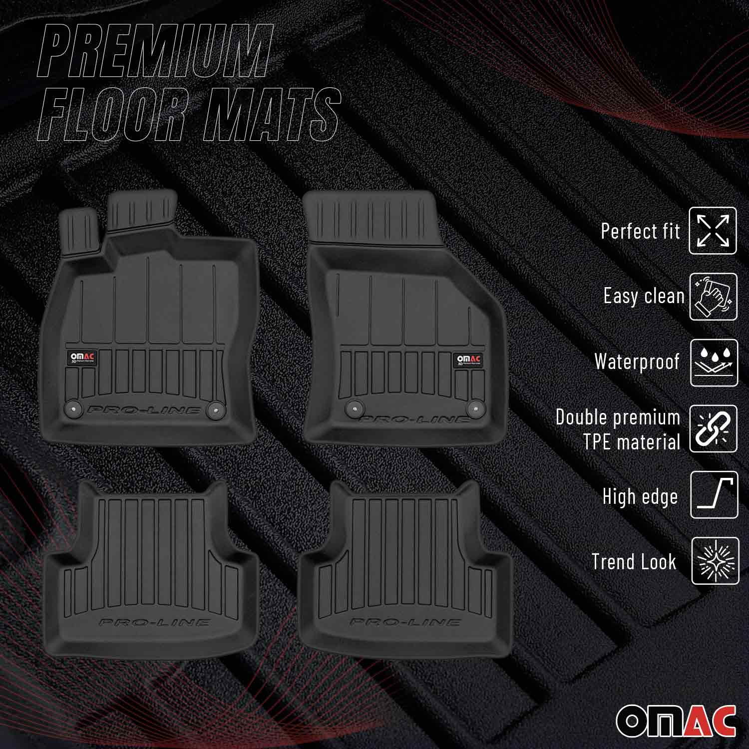 OMAC Gummi Fußmatten für VW T-Roc 2017-2025 Premium TPE 3D Automatten Schwarz 4x - Image 2