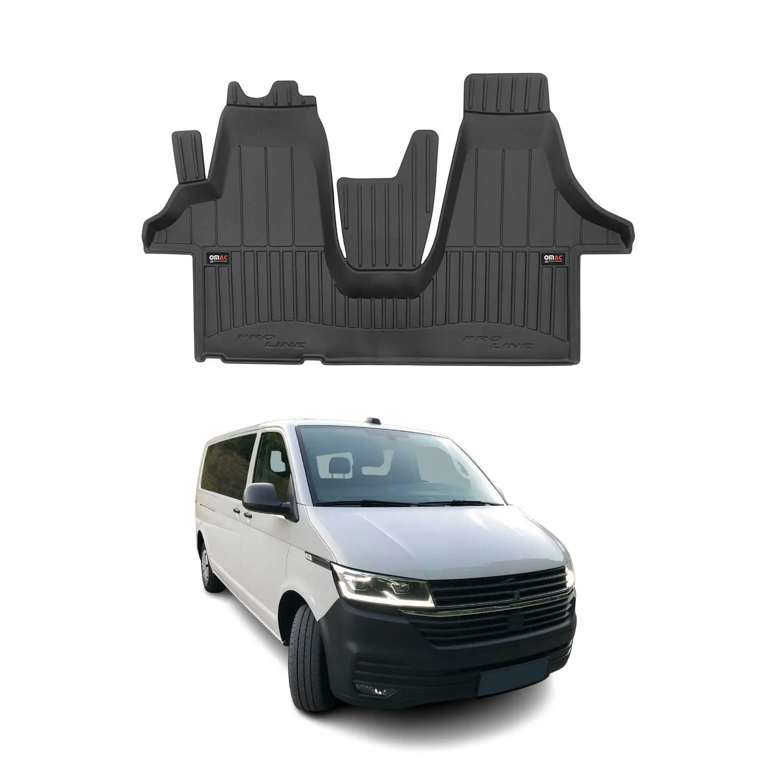 OMAC Gummi Fußmatten für VW T6 Transporter 2015-2019 Premium Schwarz 1tlg