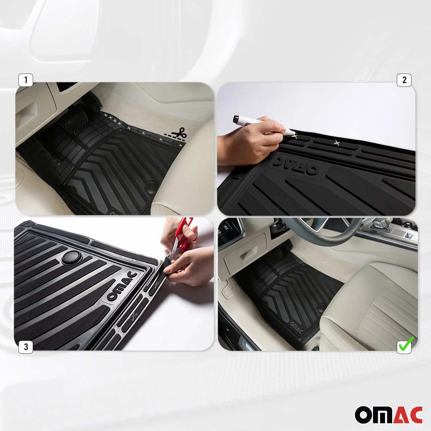 Fußmatten Gummimatten 3D Antirutsch für Smart Forfour Gummi TPE Schwarz 4tlg - Image 4