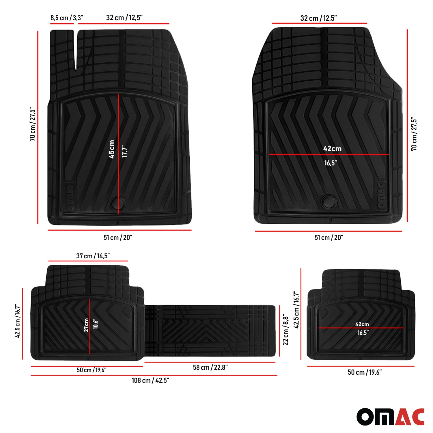 Fußmatten Gummimatten 3D Antirutsch für Smart Forfour Gummi TPE Schwarz 4tlg - Image 7
