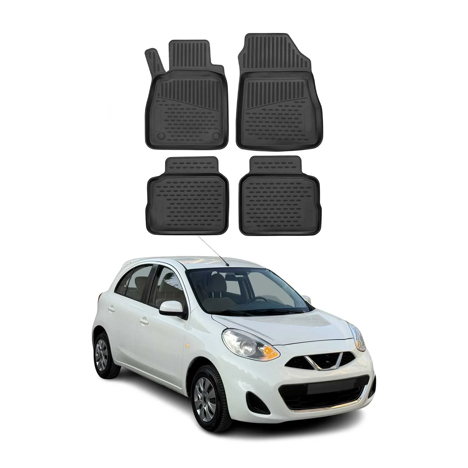 OMAC Gummimatten Fußmatten für Nissan Micra 2017-2023 TPE Automatten Schwarz 4x